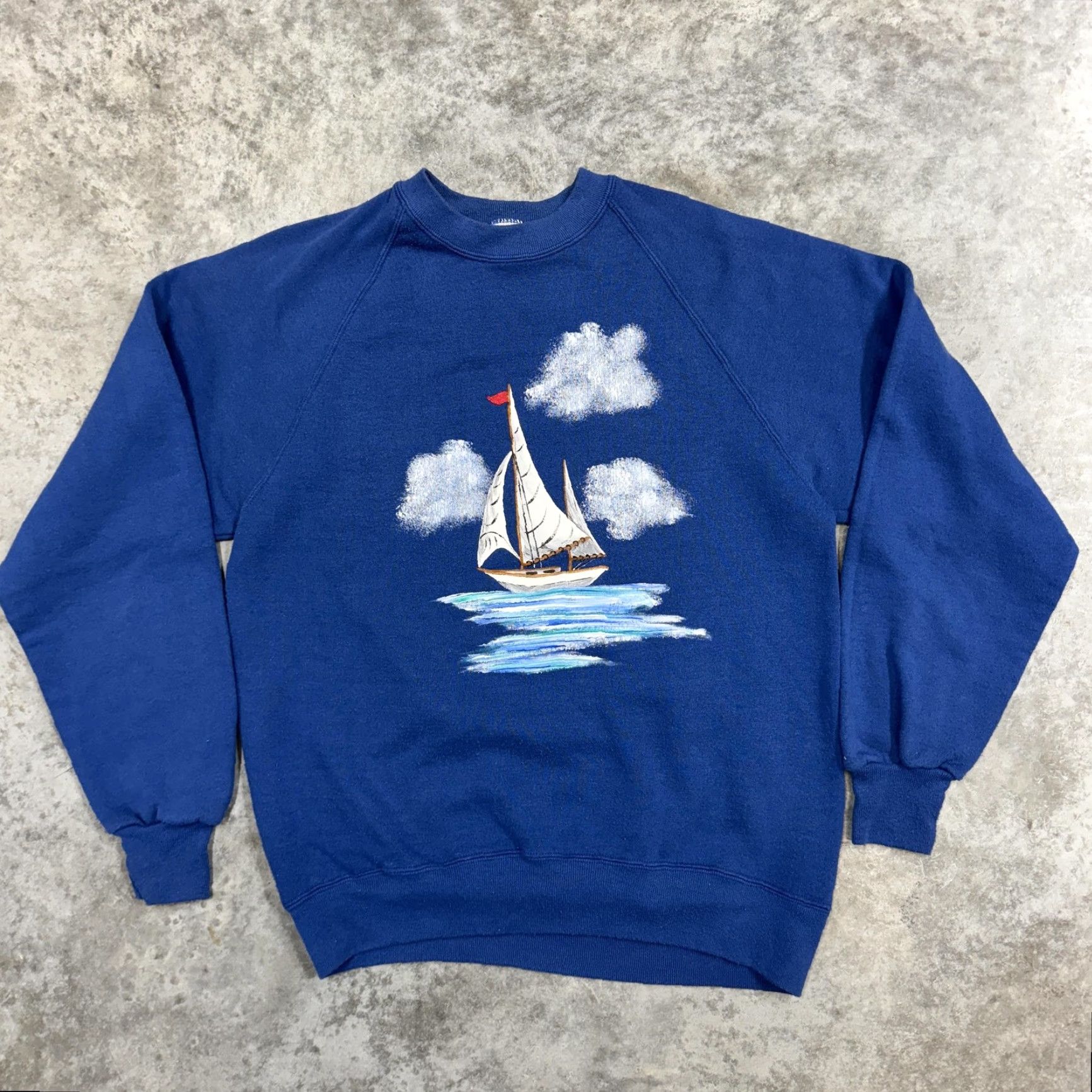 Jerzees VINTAGE Jerzees Sweatshirt Mens M Blue Sailboat Graphic Crewneck USA 90s Size US M / EU 48-50 / 2 - 2 Thumbnail