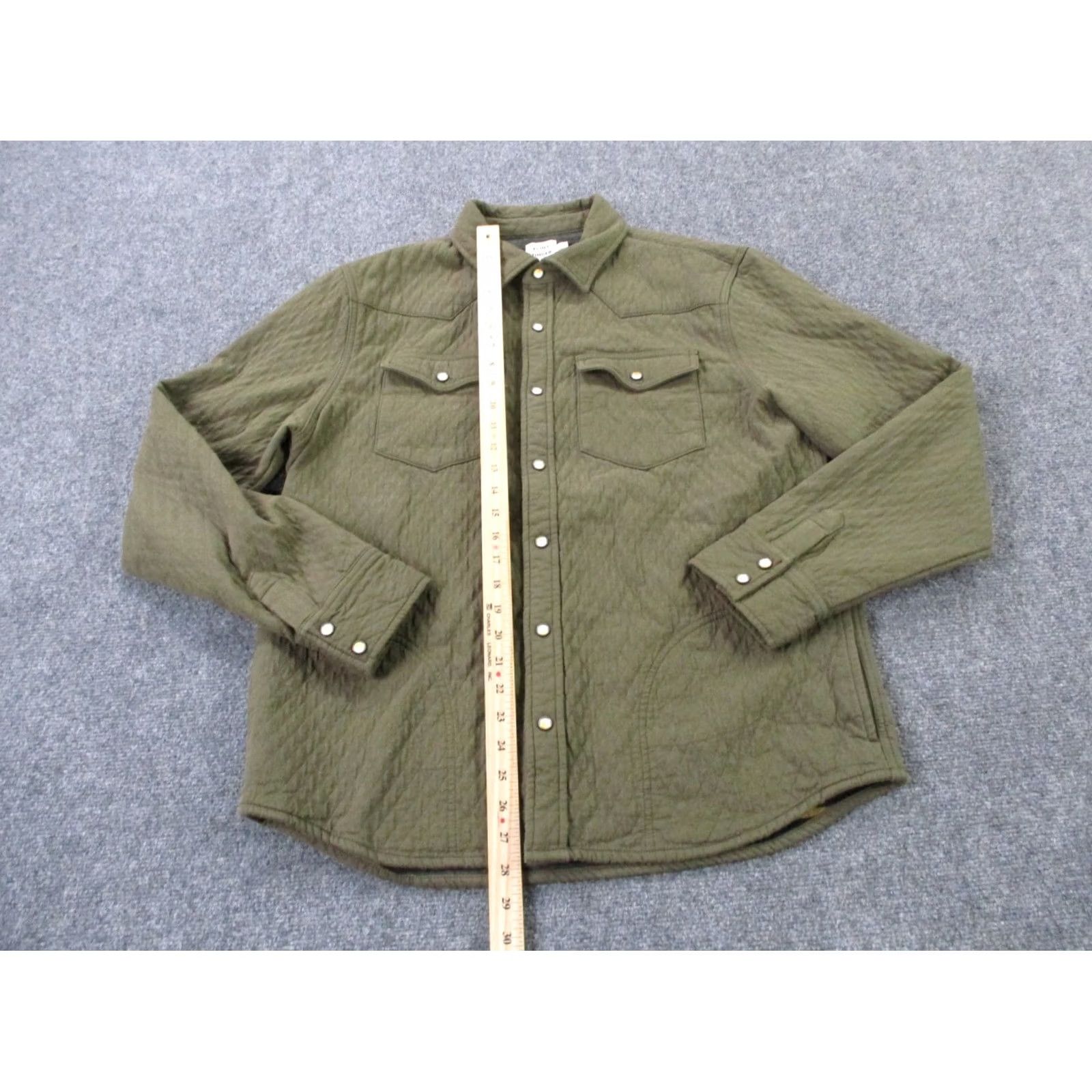 Vintage Flint & Tinder Shirt Mens L Green Cotton Flannel Button-Up Snap Western Casual Preppy Jacket Pattern: Solid Size US L / EU 52-54 / 3 - 3 Thumbnail