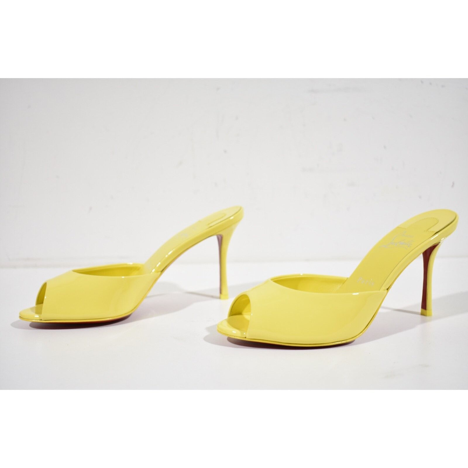Christian Louboutin Me Dolly 85 Piou Yellow Backless Sandal Mule Heel Pump 37.5 Size US 7.5 / IT 37.5 - 9 Thumbnail