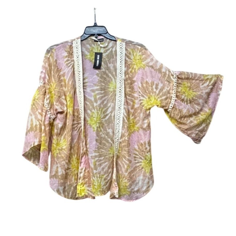 Steve Madden Steve Madden Crochet-Trim Tie-Dyed Kimono, Pink, OS Size ONE SIZE - 2 Thumbnail