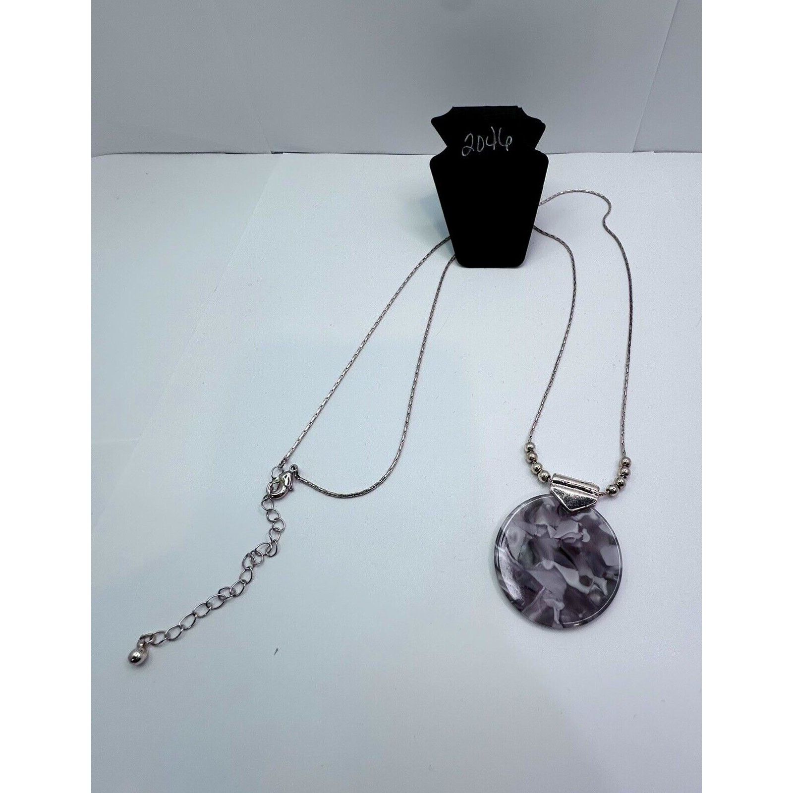 Other Pink Gray Opaque Round Pendant Necklace 32" Rose Gold Tone Size ONE SIZE - 6 Thumbnail