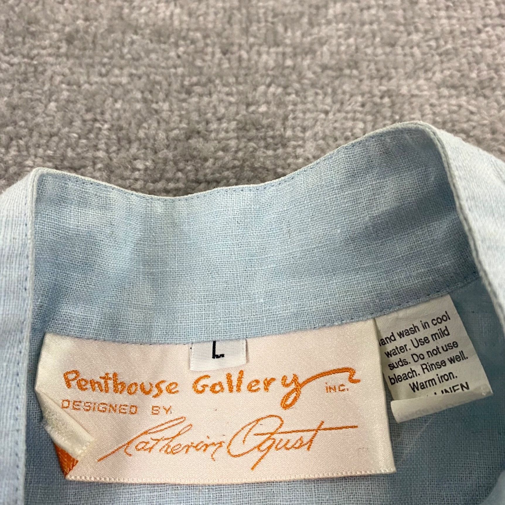 Vintage Penthouse Gallery Top Womens Large Blue Hook & Loop Linen Tunic 3/4 Catherine O. Size L / US 10 / IT 46 - 2 Thumbnail