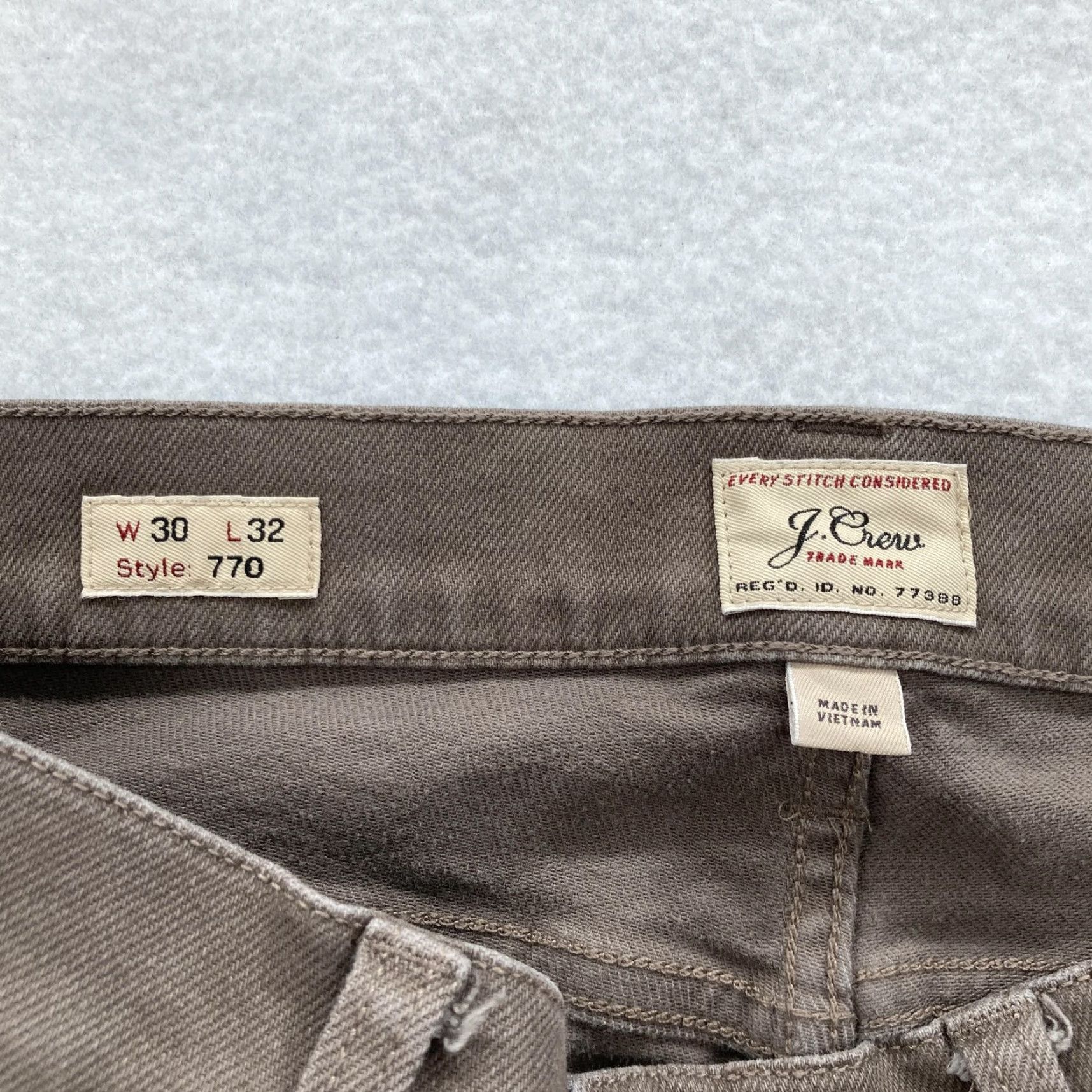 J.Crew J Crew 770 Jeans Mens 30x32 Straight Taper Brown Stretch Denim Preppy Casual Size US 30 / EU 46 - 7 Thumbnail