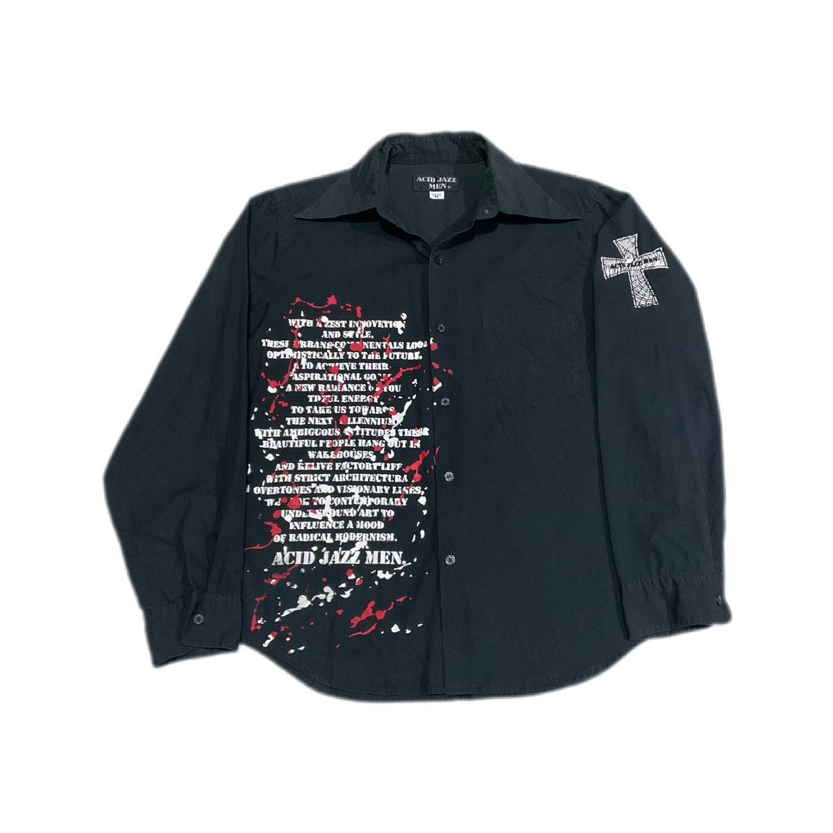Hysteric Glamour × Japanese Brand × Seditionaries 🔥Sick Y2K Acid Jazz Men Poem Cross Shirt Size US M / EU 48-50 / 2 - 4 Thumbnail
