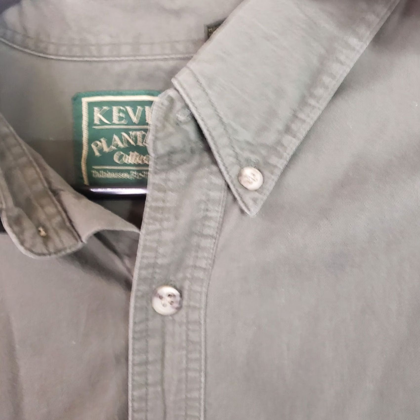 Vintage Kevins Plantation Collection Mens XL Button-Down Long Sleeve Shirt Green Twill Cotton Solid Casual Workwear Size US XL / EU 56 / 4 - 6 Thumbnail
