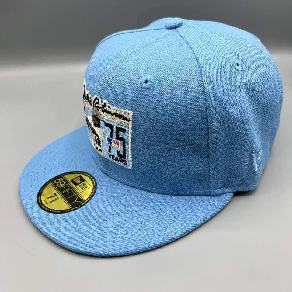 New Era Jackie Robinson 42 Hat Men 7 5/8 Blue 75th Years Fitted Cap Size ONE SIZE - 3 Thumbnail