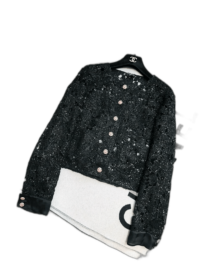 Chanel Chanel 24S Floral Embroidered Black Lace Jacket Size L / US 10 / IT 46 - 1 Thumbnail