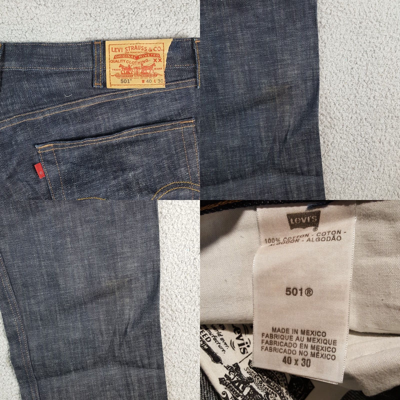 Levi's VINTAGE Levi's 501 Regular Fit Cowboy Dark Wash Button Fly 40x30 Denim Blue Jeans Jeans Men Blue Cotton 5-Pocket 90s Western Workwear Size US 40 / EU 56 - 8 Thumbnail