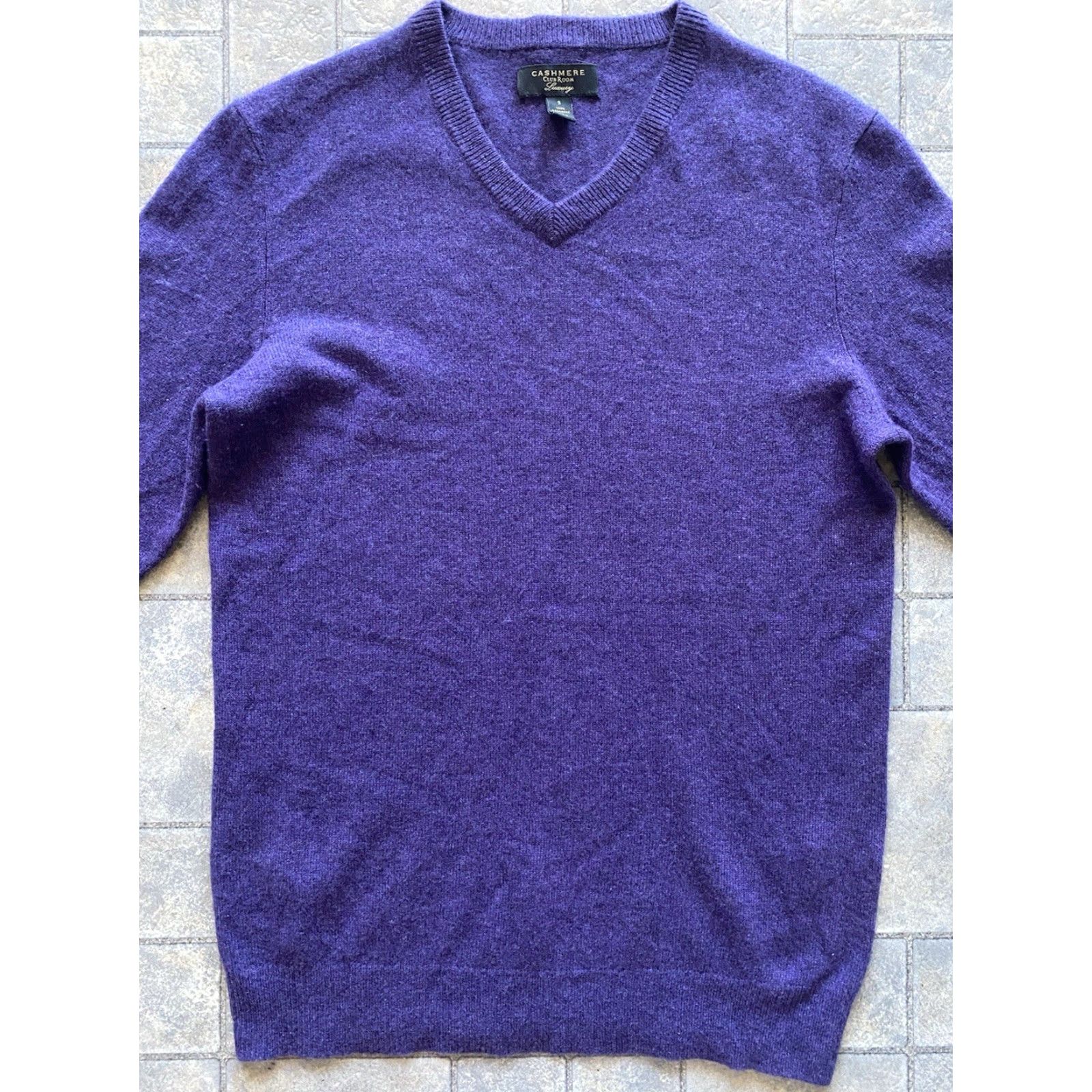 Club Room VINTAGE Club Room Luxury Shirt Womens Small 100% Cashmere Dark Purple Long Sleeve V-Neck Sweater Shirt Size S / US 4 / IT 40 - 4 Thumbnail