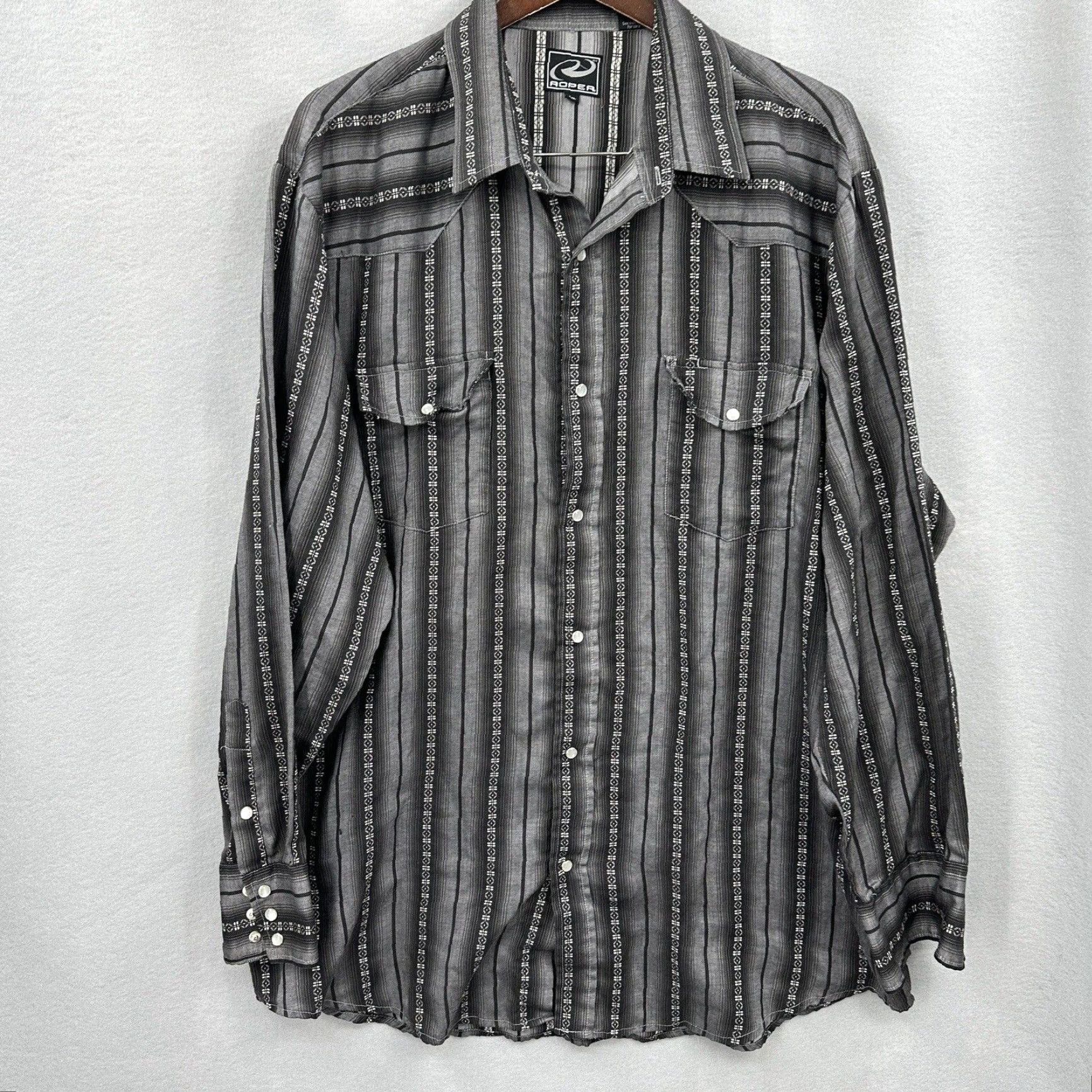 Roper Roper Shirt Mens 2XL Black Plaid Pearl Snap Front Long Sleeve Western Cowboy y2k Shirt Size US XXL / EU 58 / 5 - 2 Thumbnail