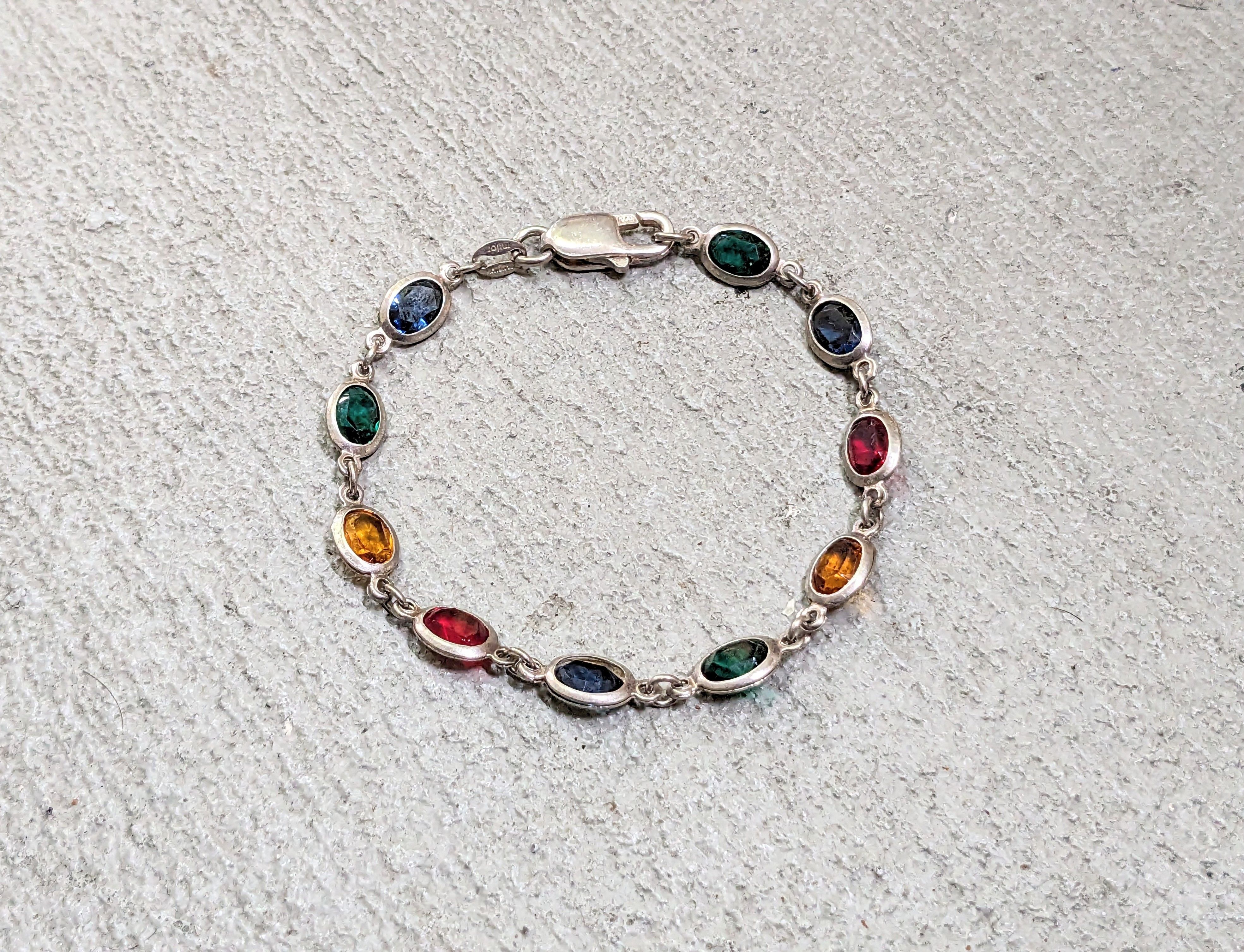 Jewelry Vintage Sterling Silver Bracelet 7.25" Milor Italy Rainbow Size ONE SIZE - 1 Thumbnail