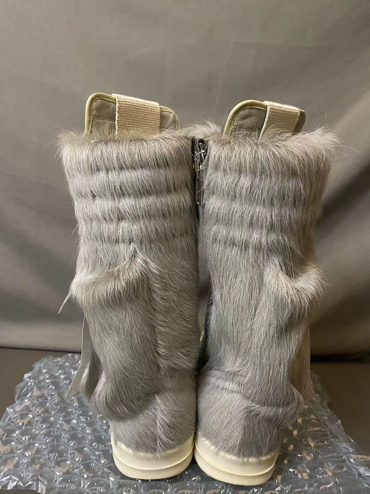 Rick Owens Rick Owens Cargo high-top grey pony hair riding boots Size US 5.5 / IT 35.5 - 4 Thumbnail