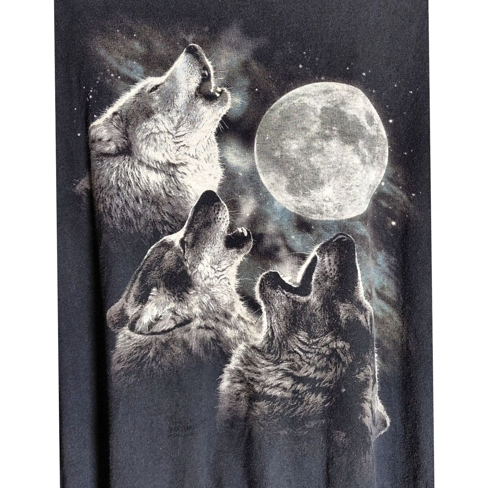 Vintage DELTA PRO WEIGHT Black T-Shirt Moon Wolf Graphic Print Men 2XL Size US XXL / EU 58 / 5 - 3 Thumbnail