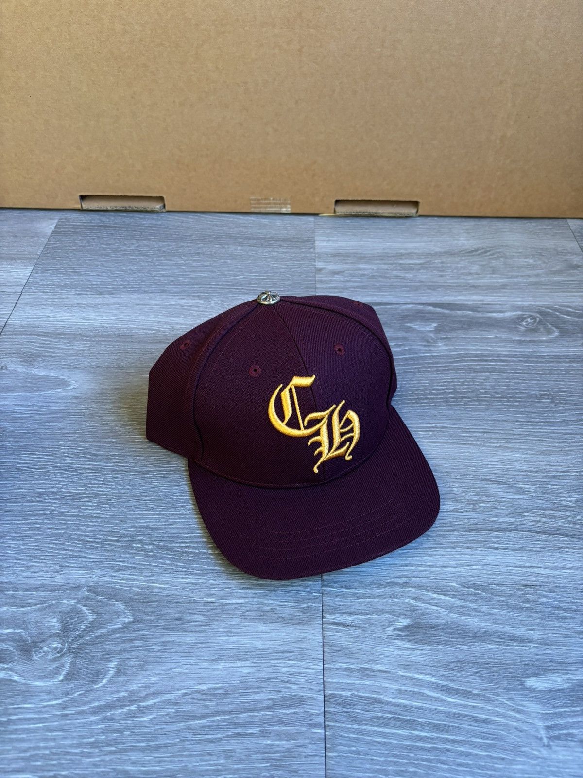 Chrome Hearts Chrome Hearts CH Baseball Cap Burgundy/Gold Snapback Hat Size ONE SIZE - 3 Thumbnail