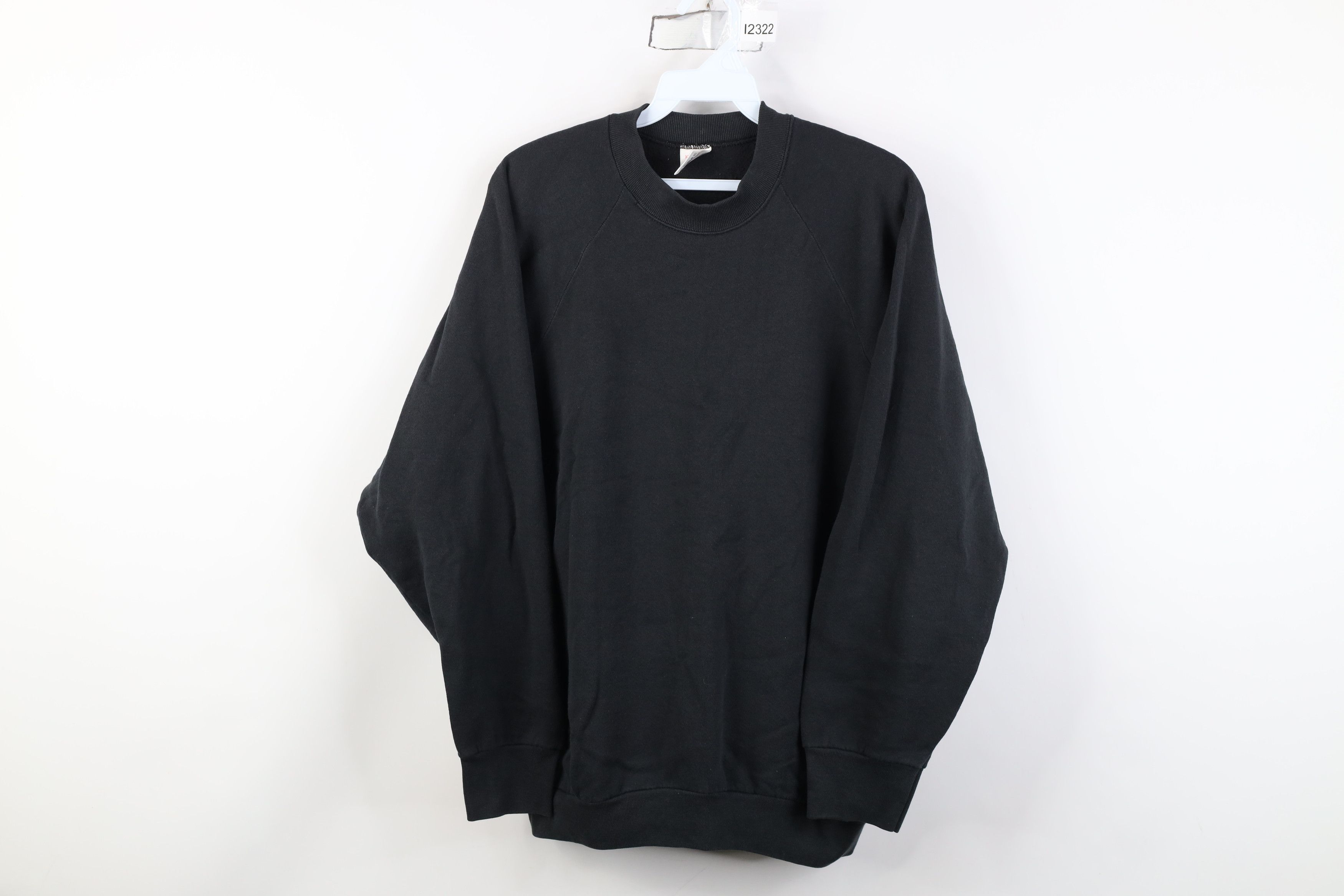 Vintage Vintage 90s Streetwear Blank Crewneck Sweatshirt Black USA Size XL / US 12-14 / IT 48-50 - 1 Thumbnail