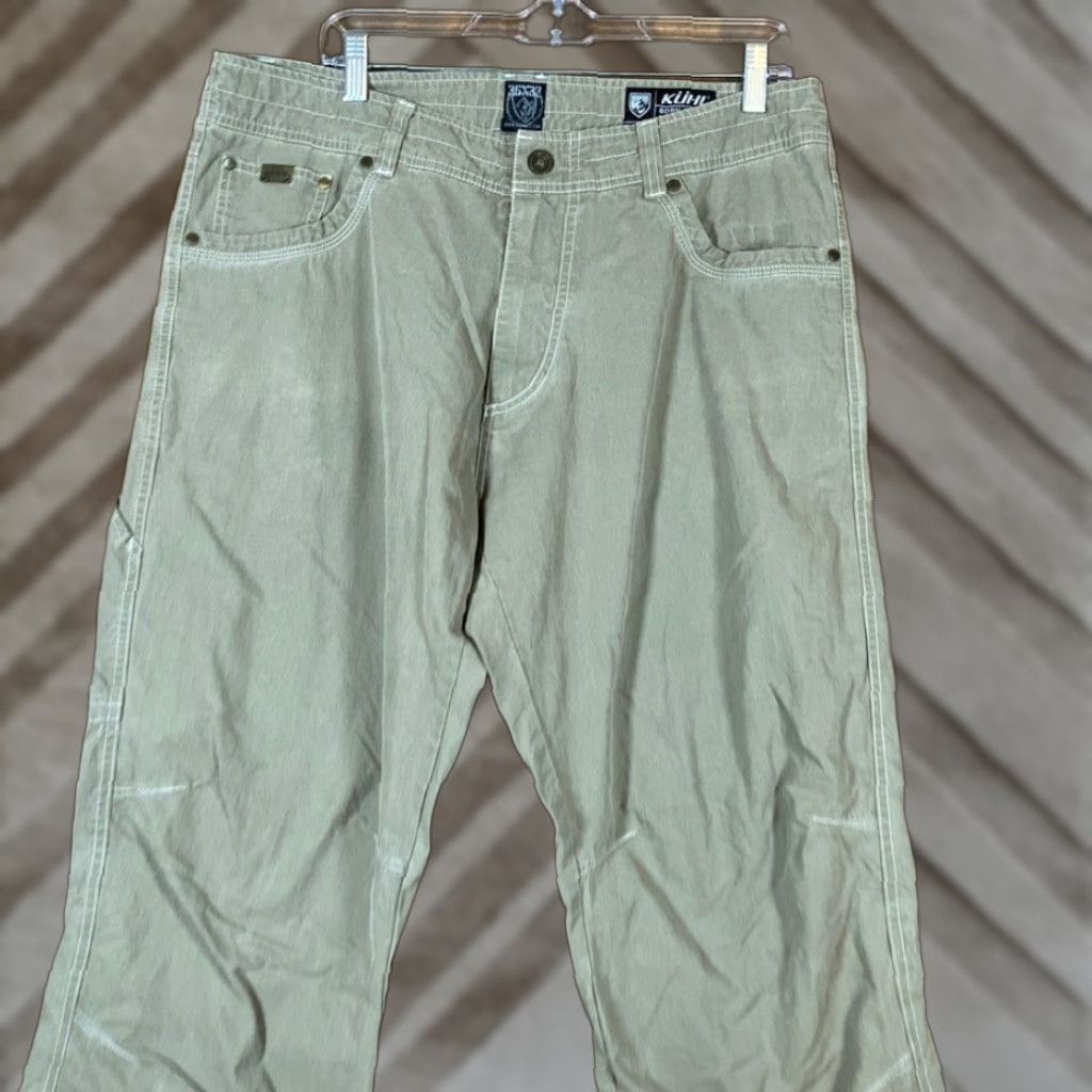 Kuhl Mens Pants Khaki Revolvr Patina Dye Hiking Outdoor Straight Stretch 36x32 Pants Mens Khakis Workwear Gorpcore Dadcore 36 Regular Tan