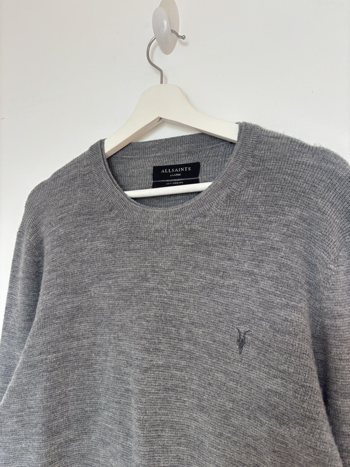 Allsaints AllSaints Grey Merino Wool Crewneck Sweater XL Size US XL / EU 56 / 4 - 1 Thumbnail