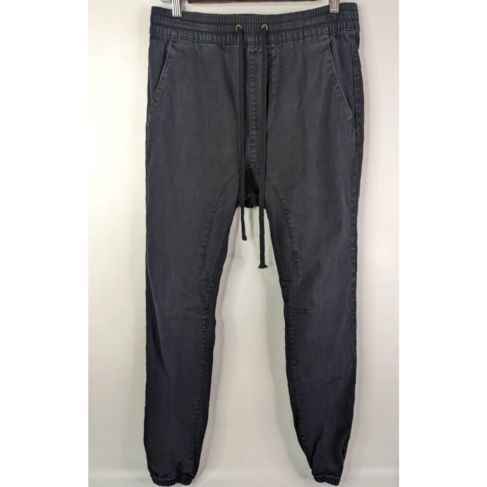 Pacsun Pacsun Joggers Black Pants Mens Size Small Drawstring Pockets Elastic Cotton Slim Tapered 90s Size US 29 - 2 Thumbnail