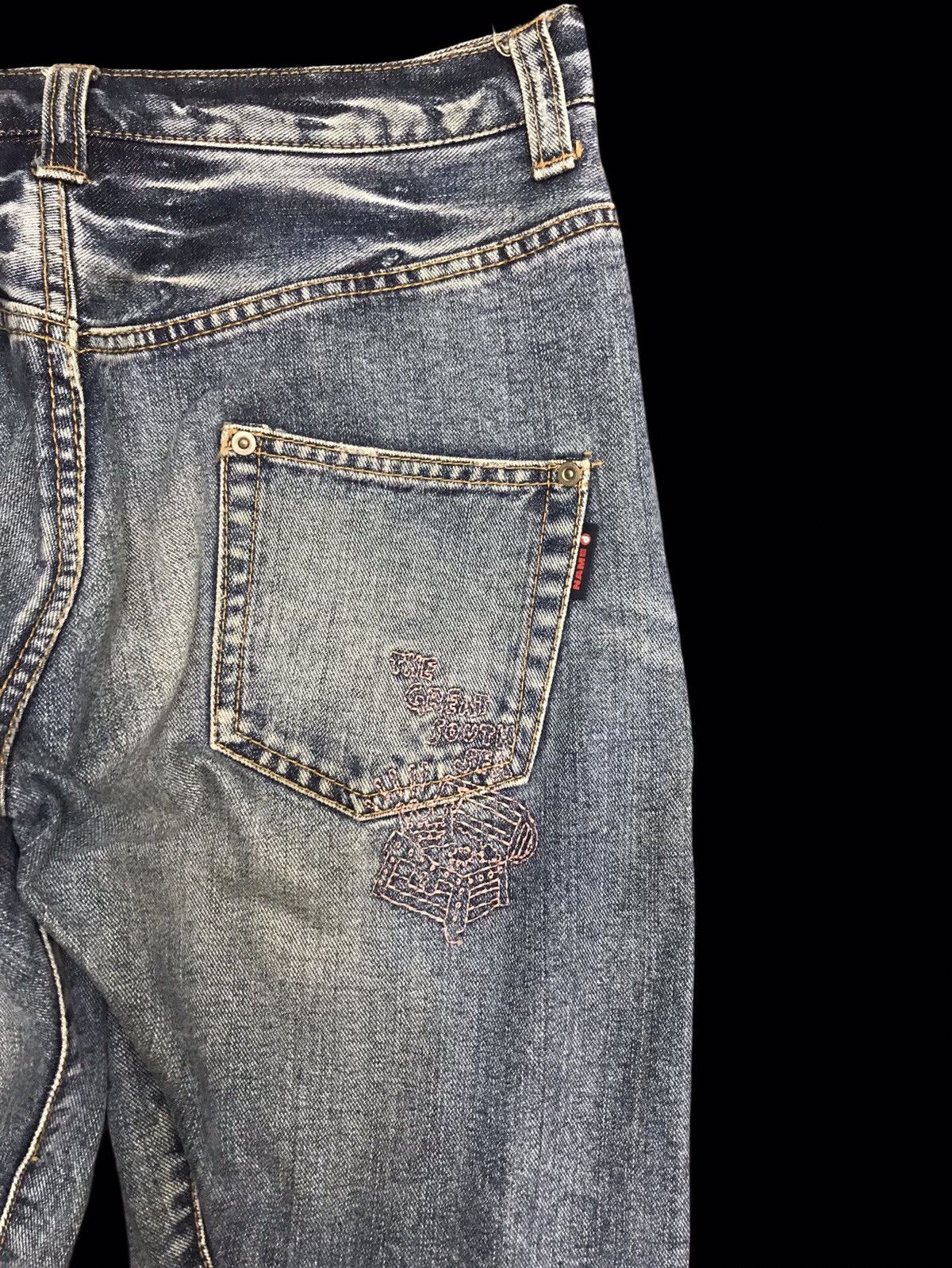 Japanese Brand 💥TWISTED LEG💥DOUBLE NAME PIRATE EMBROIDERY TWIST DENIM F410 Size US 31 - 11 Thumbnail