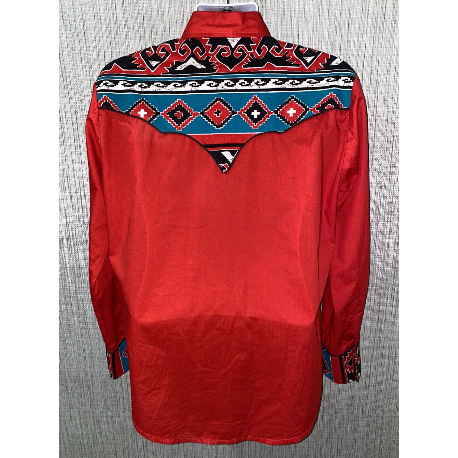 Vintage Tater Sax Mens Red Snap Button Long Sleeve Button Front Shirt 23.5 In Armpit Size US L / EU 52-54 / 3 - 5 Thumbnail
