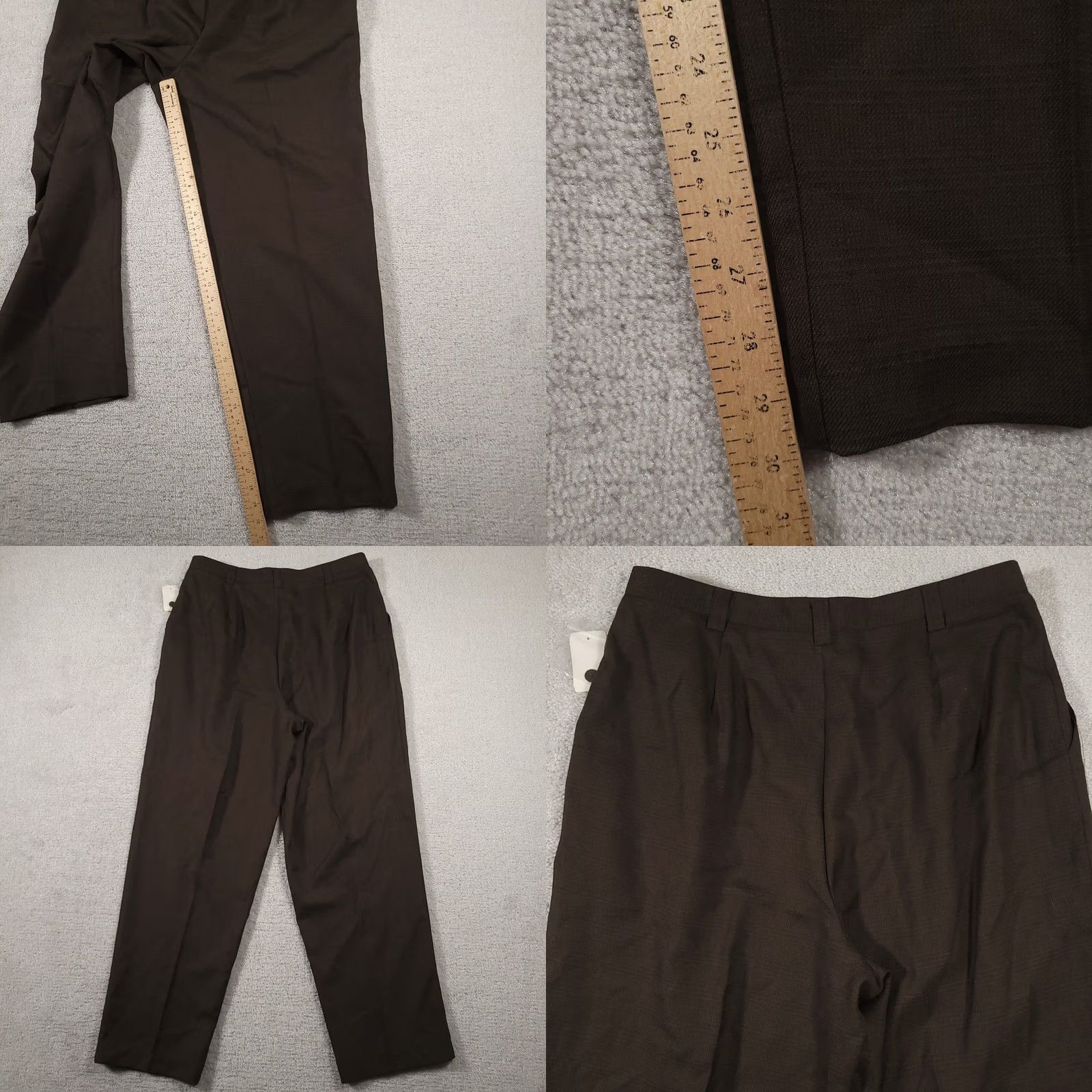 Van Heusen VINTAGE Van Heusen Dress Pants Women's 16 Brown Knit Pockets Pleated Straight USA Size 38" / US 16 / IT 52 - 8 Thumbnail