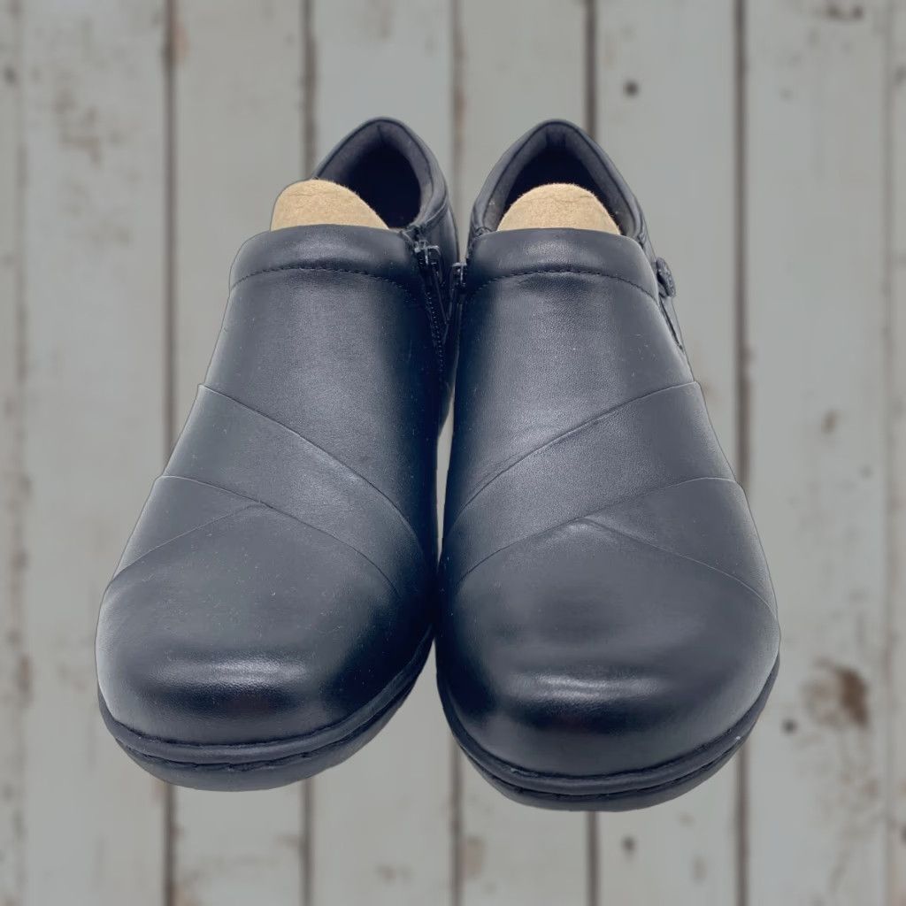 VINTAGE Clark Channing Ann Black Slip On Women's 11M Black Comfort Clog Loafers 1133