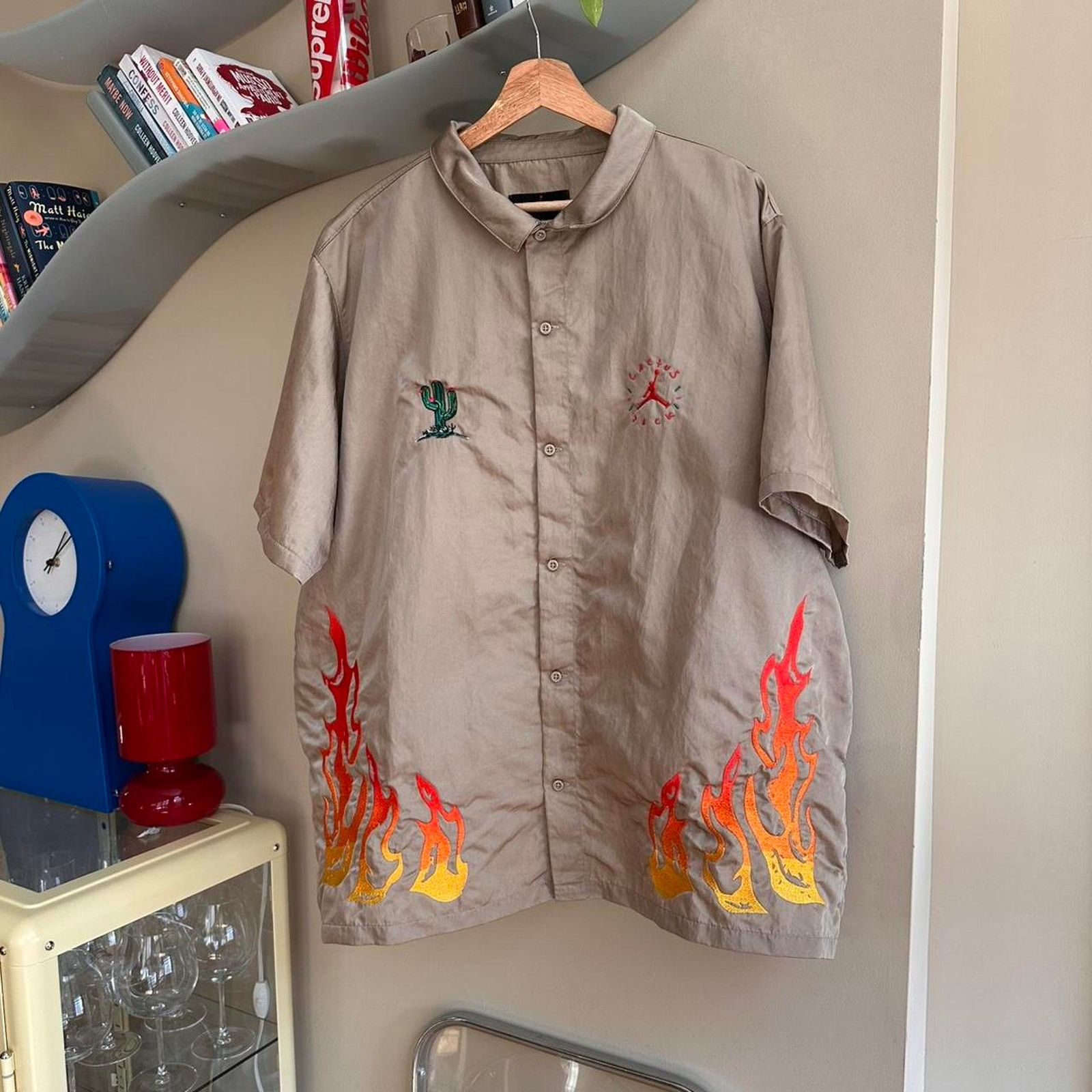 travis scott cactus jack x jordan button down shirt