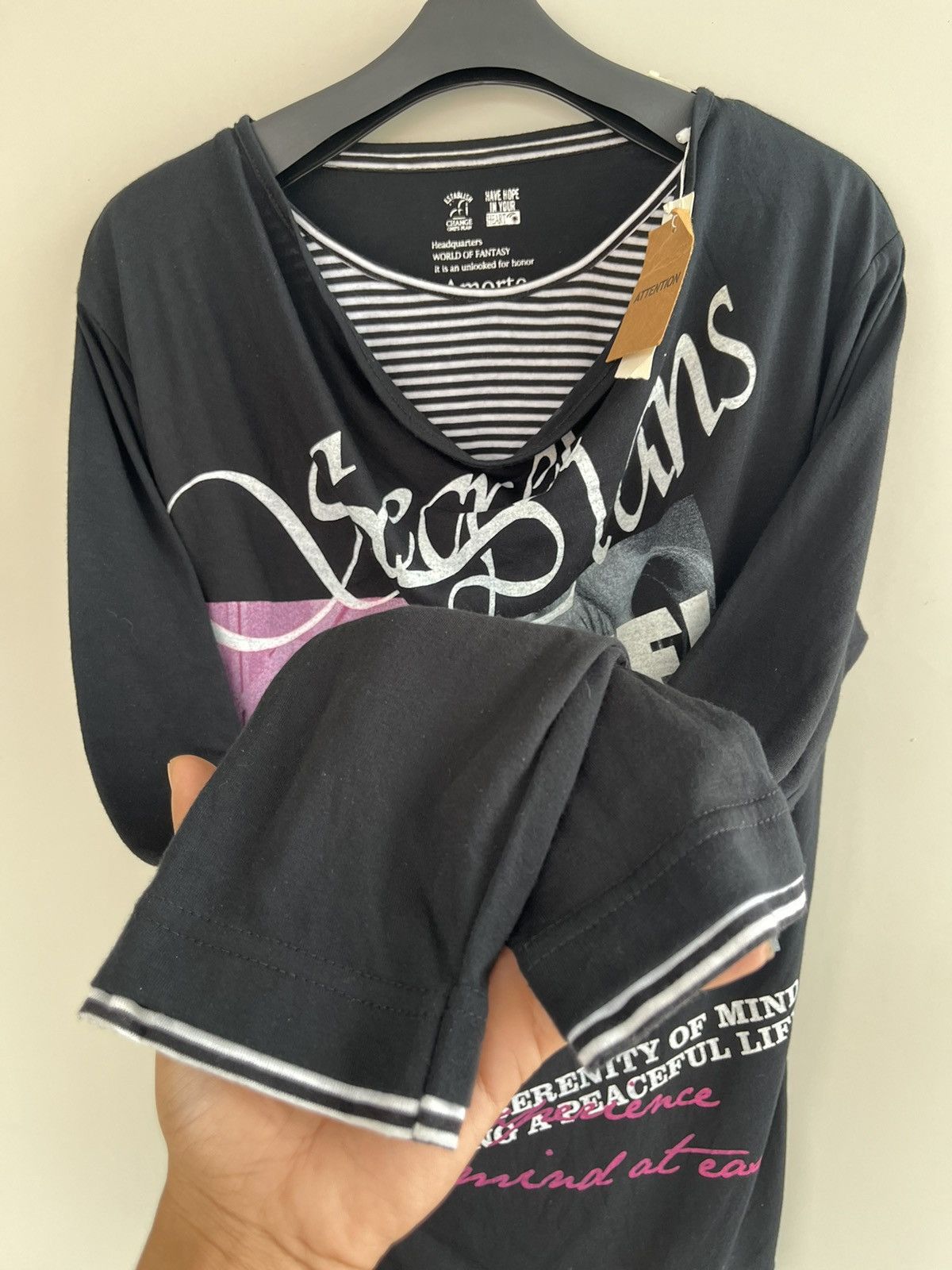 Beauty Beast × If Six Was Nine × Japanese Brand Japanese Amort Poem Double Layer Jawel LongSleeve Punk Style Size US L / EU 52-54 / 3 - 4 Thumbnail