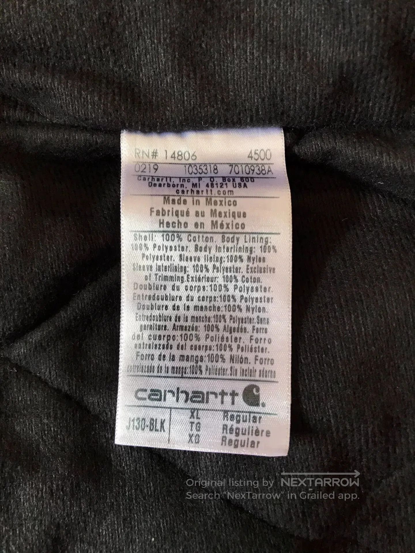 Carhartt Carhartt J130 Canvas Hooded Work Jacket. Size US XL / EU 56 / 4 - 9 Thumbnail