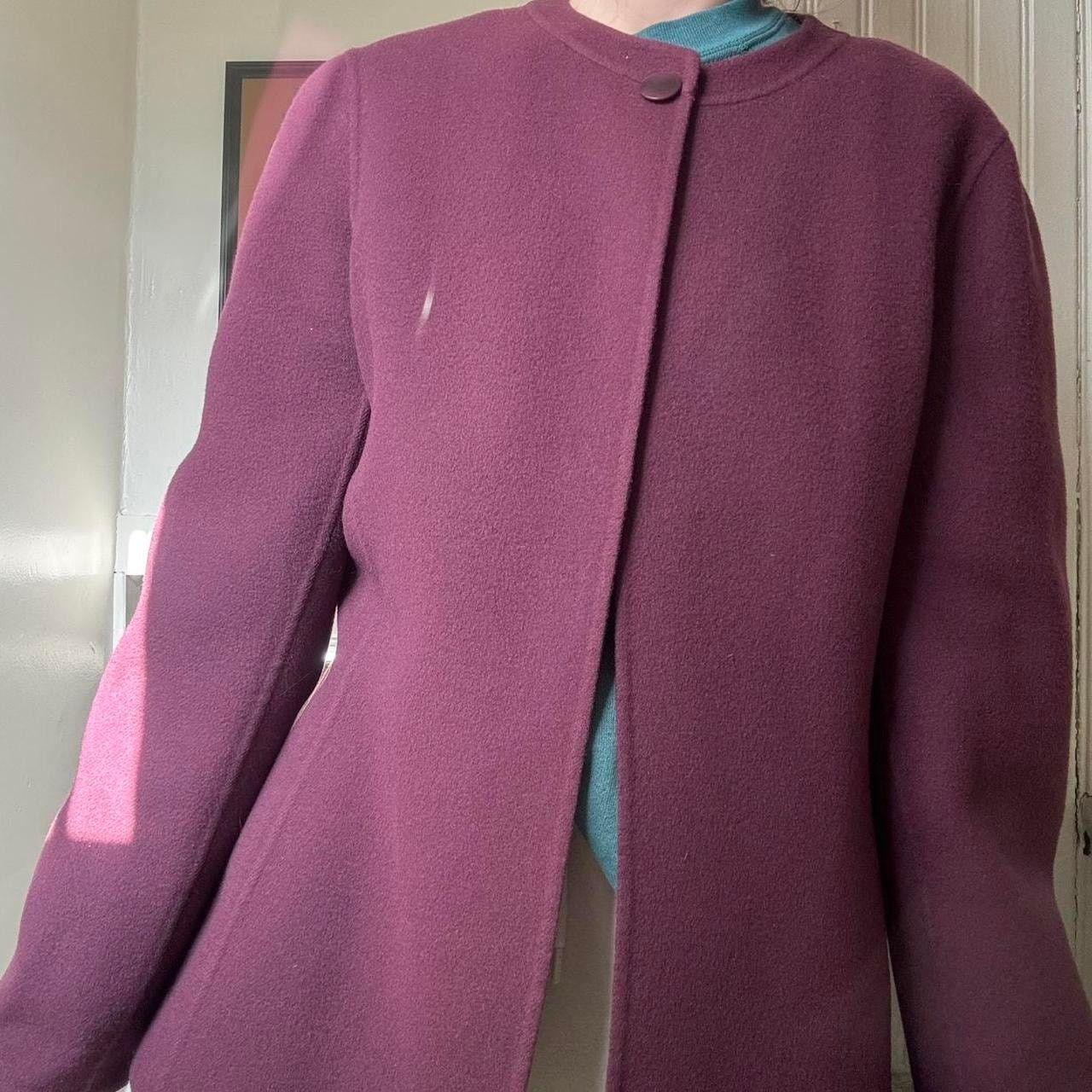 Vintage Vintage Mauve Felt Collarless Coat Eclectic Grandma Winter Size L / US 10 / IT 46 - 2 Thumbnail