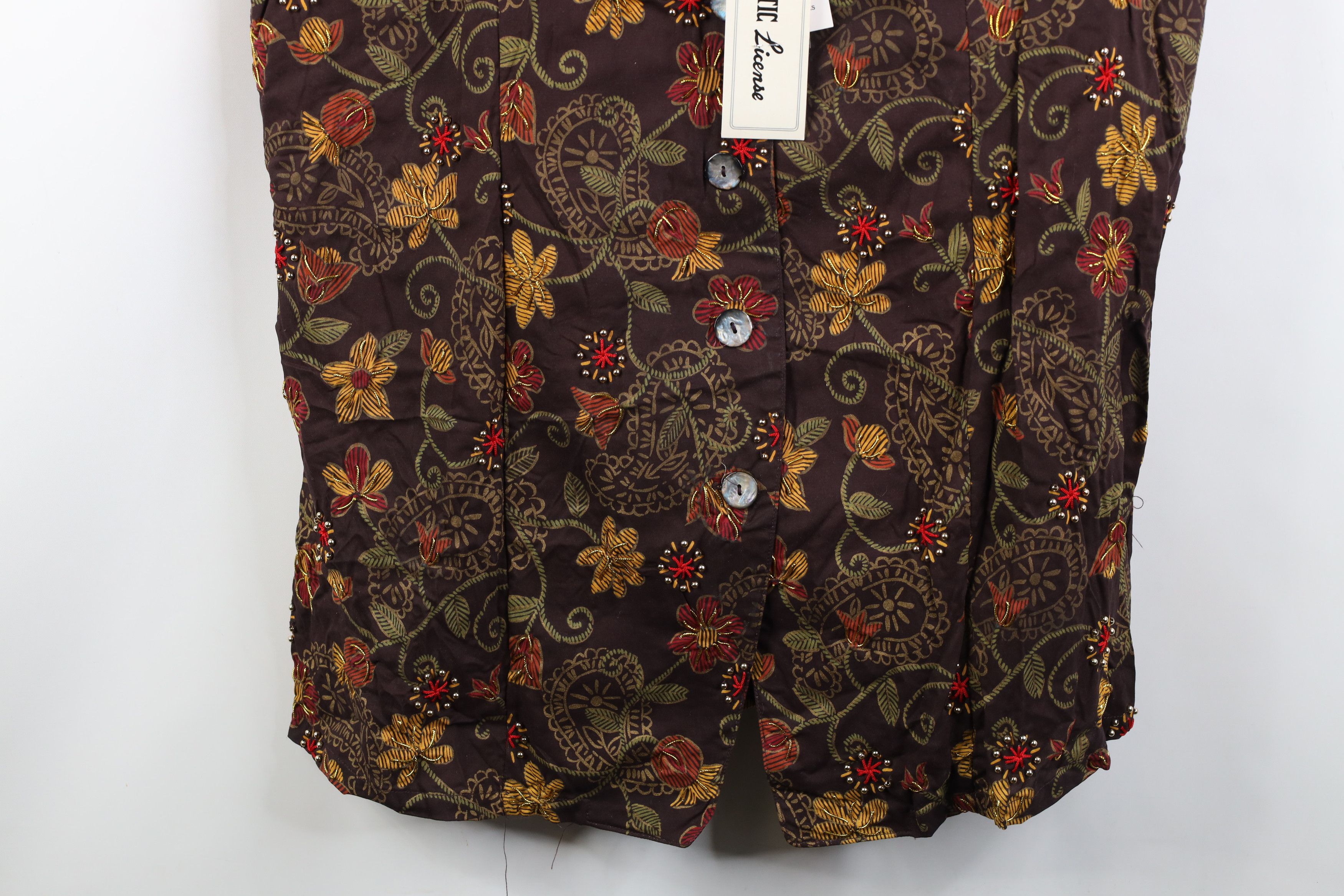 Vintage Deadstock Vintage 90s Streetwear Gabardine Beaded Vest Size 3XL / US 20-22 - 3 Thumbnail