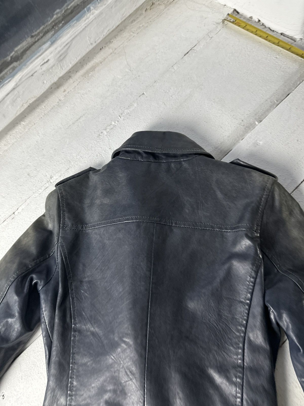 Other 🚨Y2K RICK OWENS TYPE DIRTY SLIM FIT ZIP LEATHER JACKET Size S / US 4 / IT 40 - 13 Thumbnail