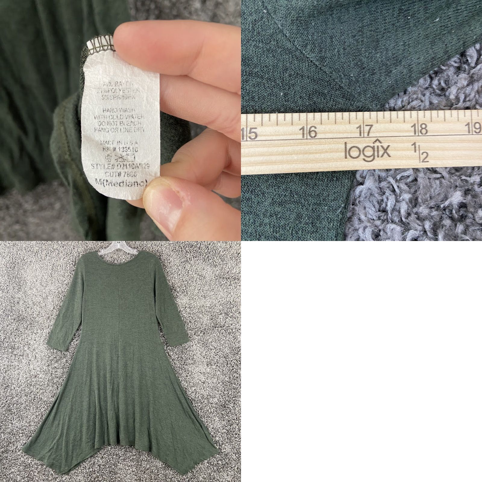 Vintage Sweet Claire Dress Womens M Green 3/4 Sleeve Rayon Polyester Spandex A-Line Knee Length Dress Womens Size M / US 6-8 / IT 42-44 - 8 Thumbnail