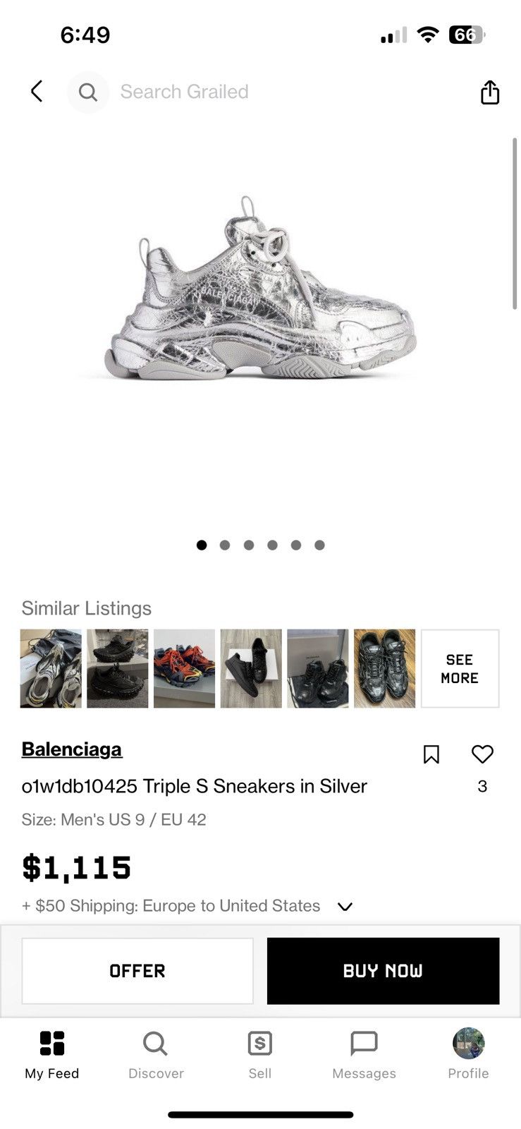 Balenciaga Balenciaga Triple S in Silver Size US 9 / EU 42 - 1 Thumbnail