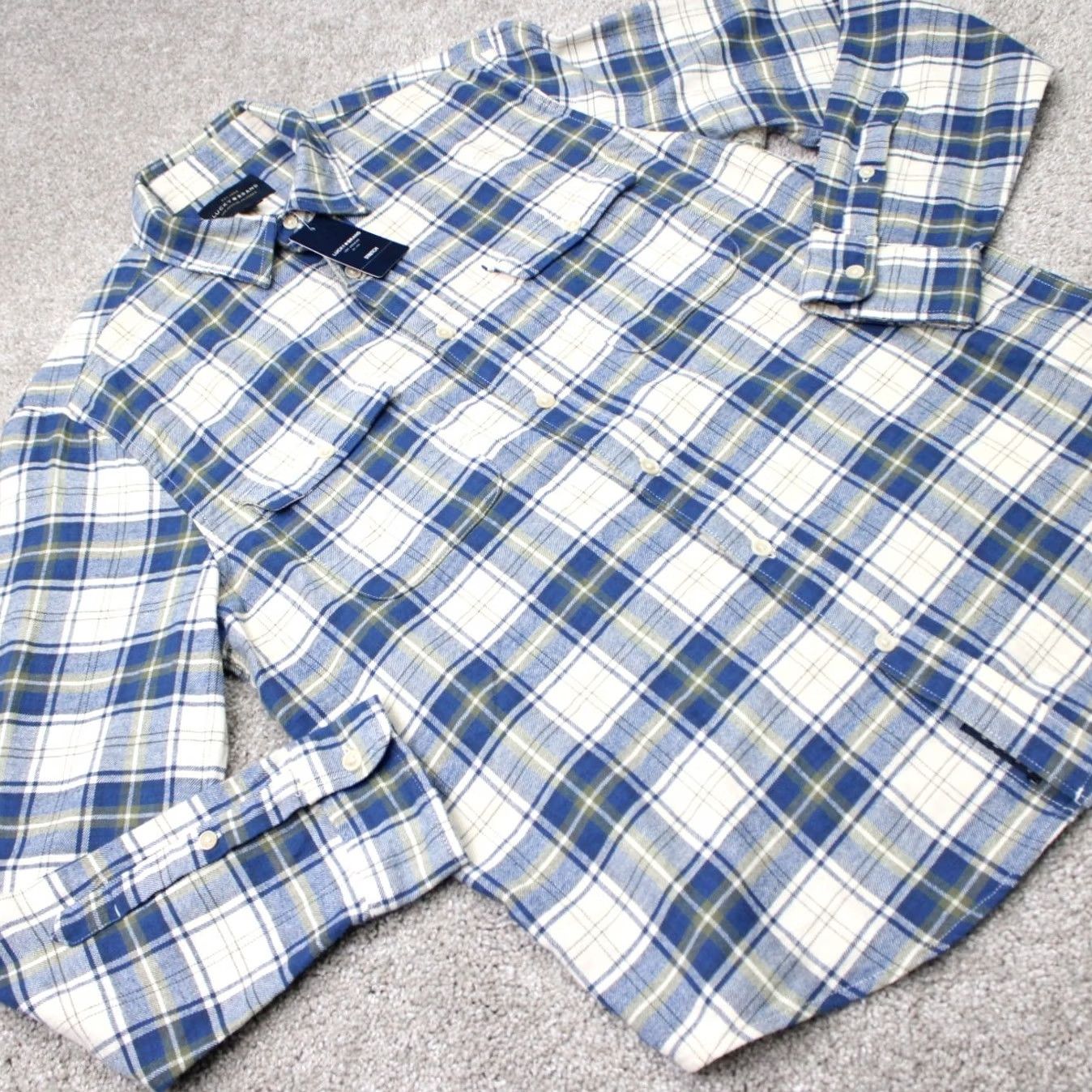 Lucky Brand Lucky Brand Button-Up Shirt Mens Medium Blue Plaid Cotton Long Sleeve NWT Size US M / EU 48-50 / 2 - 7 Thumbnail