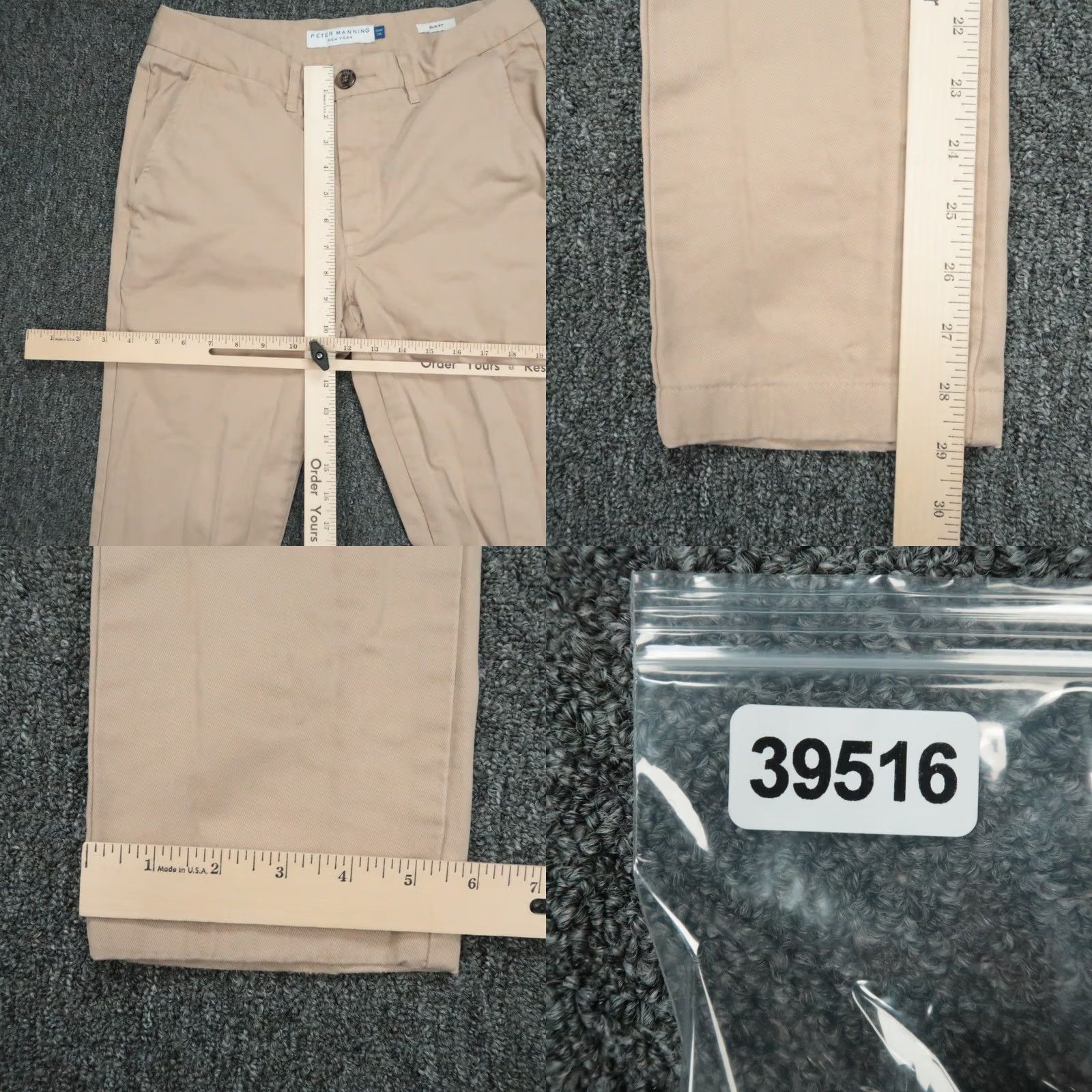 Vintage Peter Manning Pants Mens 30x29 Chino Slim Cotton Beige Tan Straight Front Pockets Slim Straight Leg 30 In Mens Underwear? Size US 30 / EU 46 - 8 Thumbnail