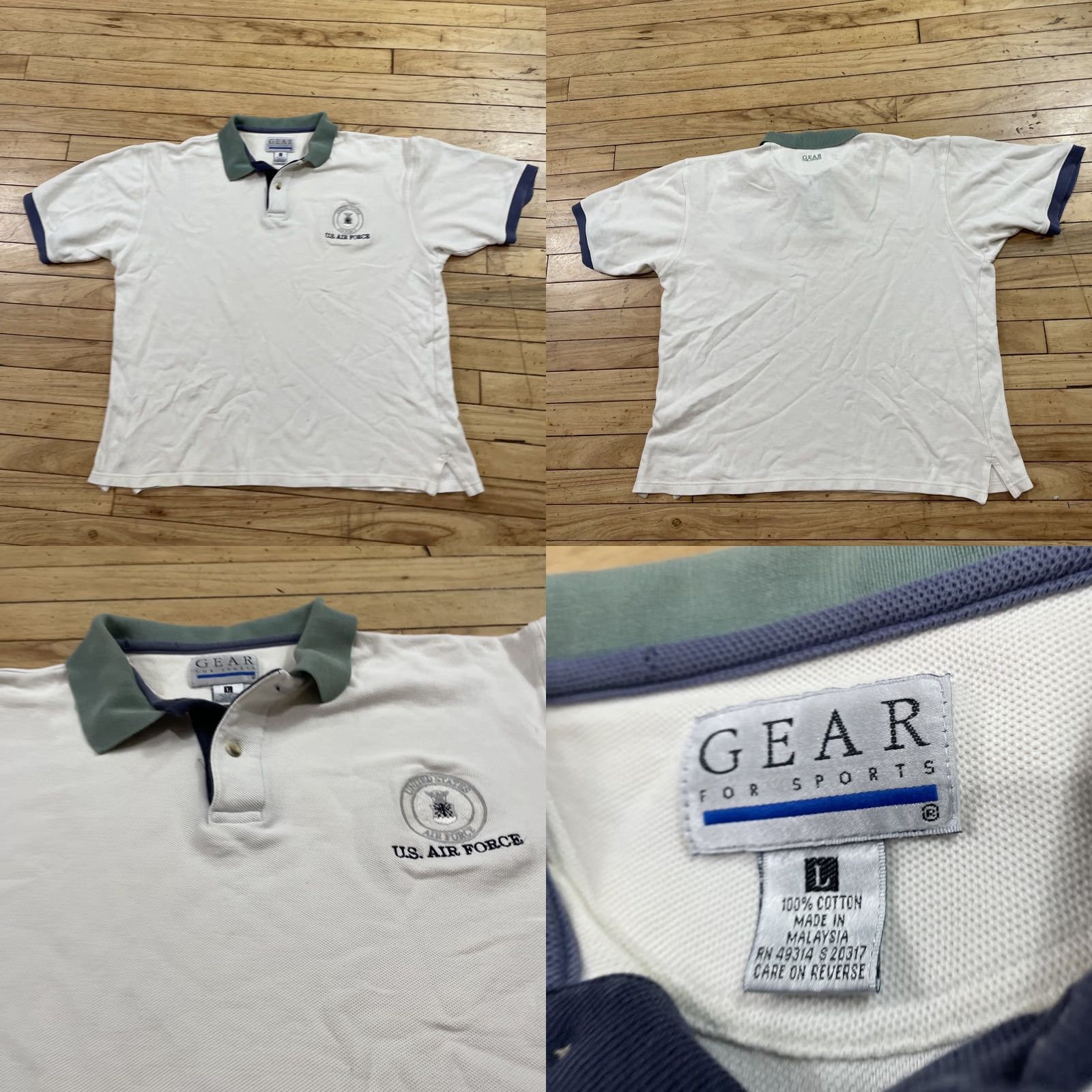 Vintage GEAR FOR SPORTS US AIR FORCE Polo Shirt Men L USAF Military Logo Vintage 1 Hole Size US L / EU 52-54 / 3 - 9 Thumbnail
