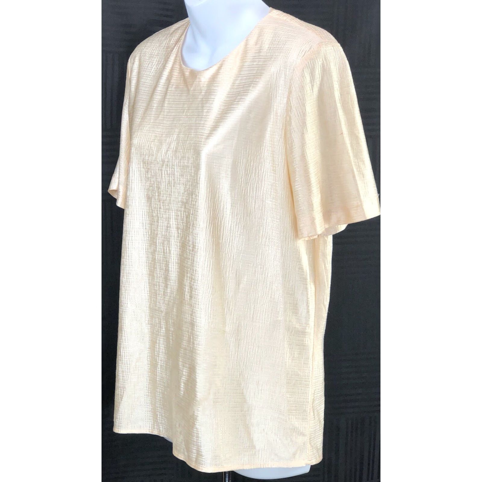 Vintage VINTAGE Notations Blouse Shirt Ivory M Short Sleeve Casual Career 90s Classic Modern Womens Size M / US 6-8 / IT 42-44 - 2 Thumbnail