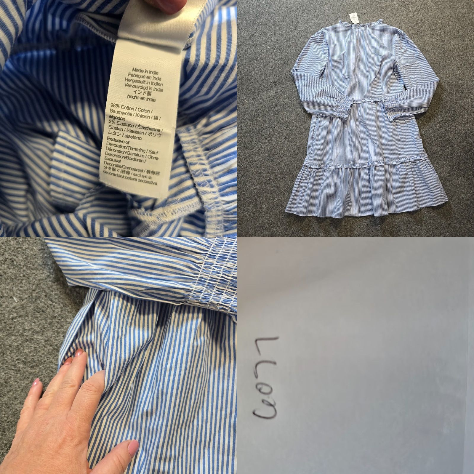 J.Crew J.CREW Dress Size 10 White Blue Striped A-Line Long Sleeve Tiered Preppy Classic Dress Women Knee Length Summer Spring Size L / US 10 / IT 46 - 8 Thumbnail