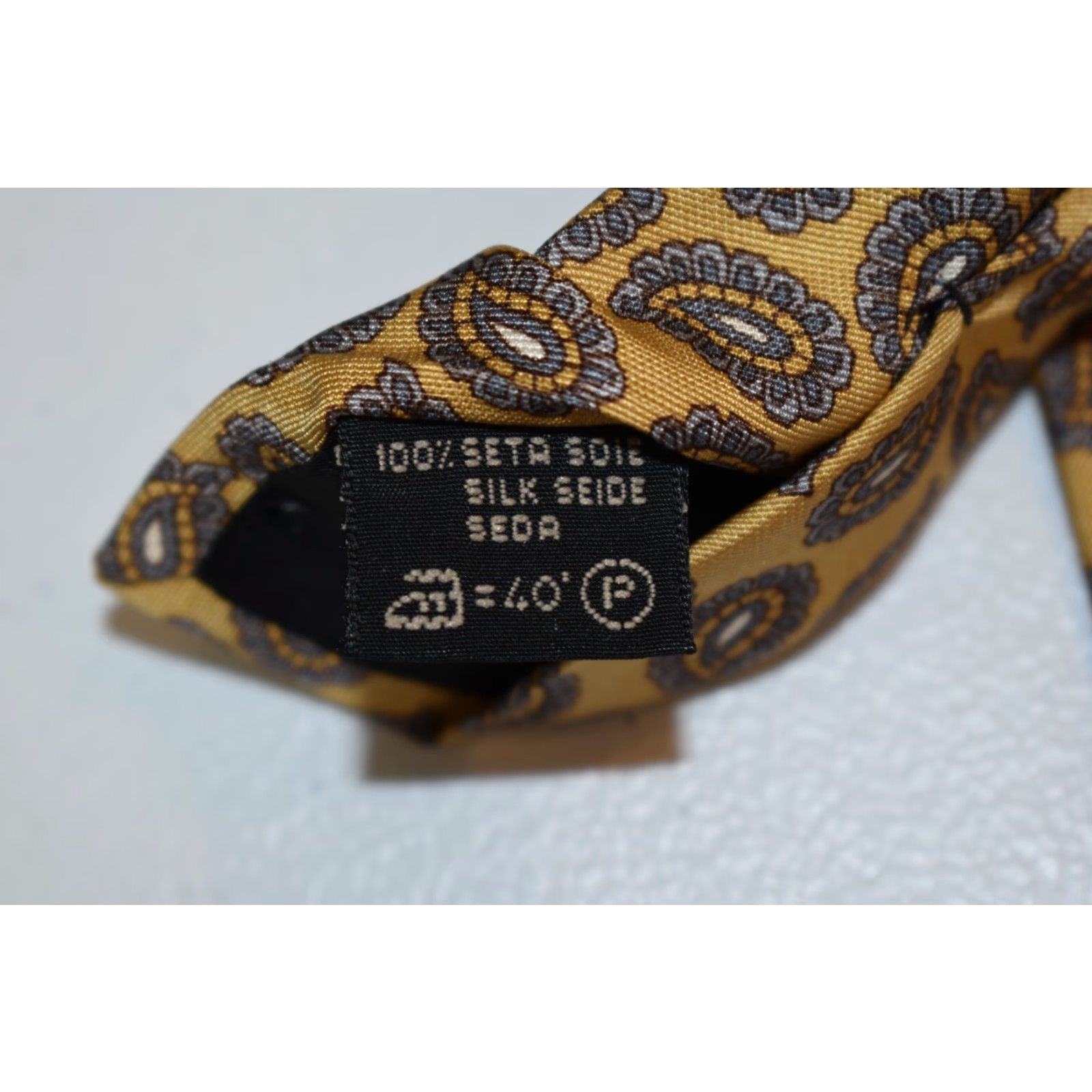 Ermenegildo Zegna Ermenegildo Zegna Silk Necktie Paisley Gold 58" x 3.5" Men Ties Classic 100% Silk Made In Italy Mens Size ONE SIZE - 6 Thumbnail