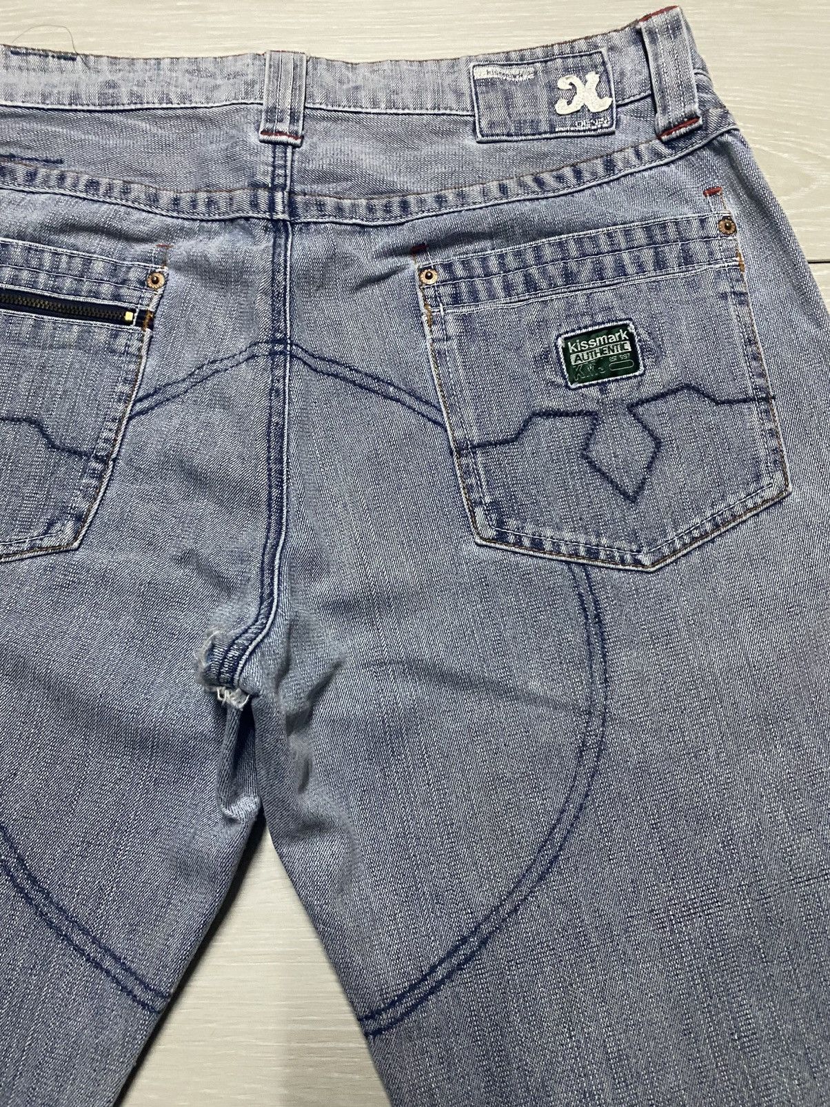Japanese Brand Vintage KissMark Japan Double Knee StoneWash Baggy Jeans Size US 35 - 12 Thumbnail
