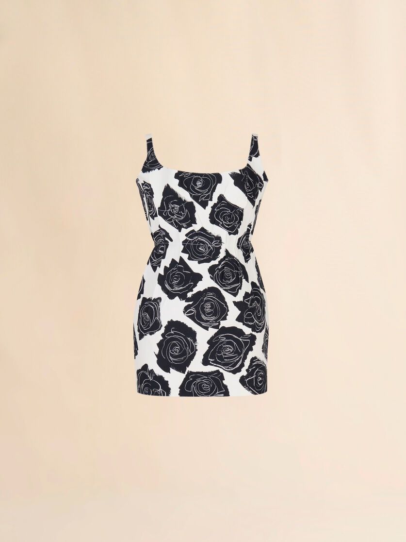 Marni o1f1d3z0326 Bonded Poplin Mini Dress in White/Black Size XL / US 12-14 / IT 48-50 - 1 Thumbnail
