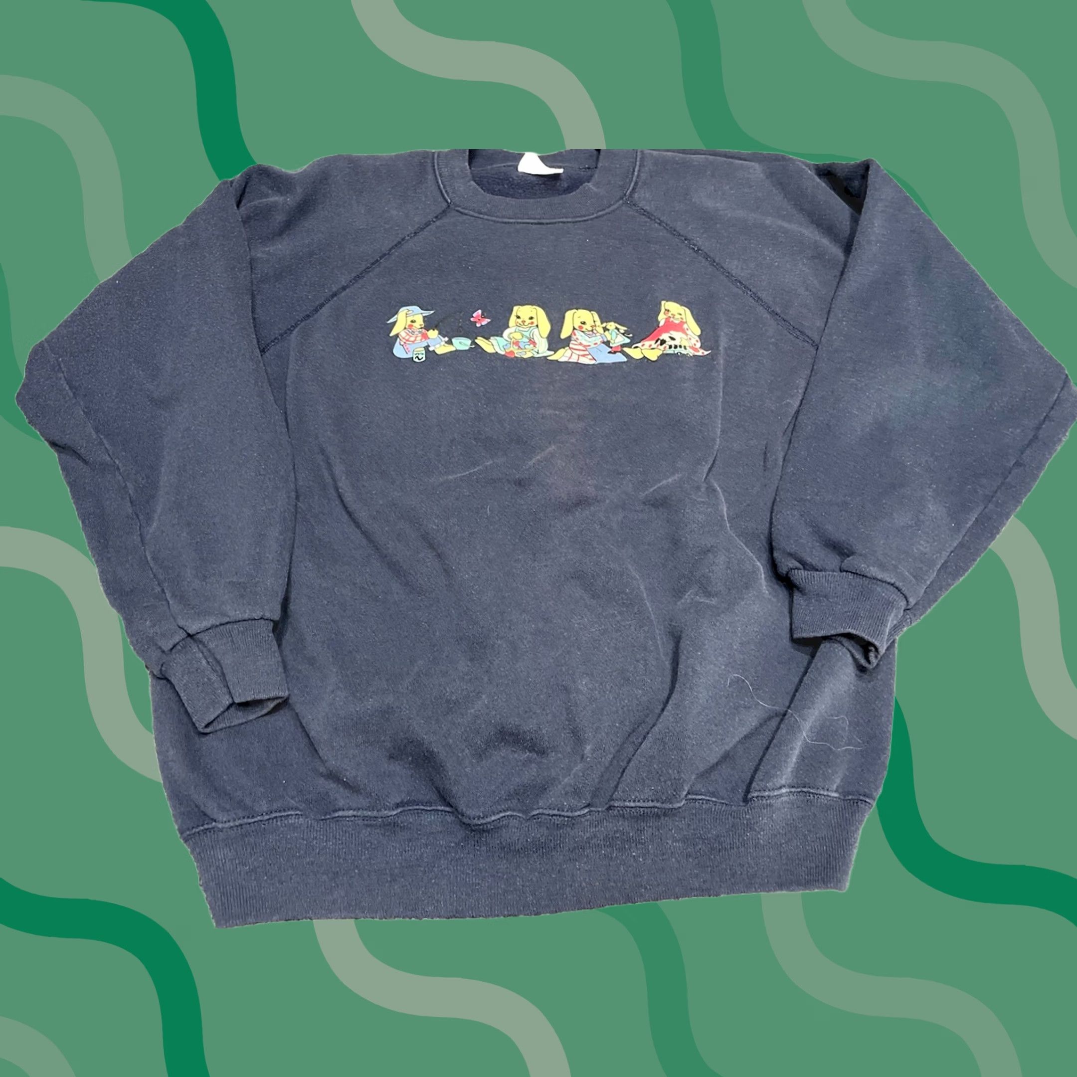 Fruit Of The Loom VINTAGE Fruit of the Loom Sweatshirt Women L Crew Neck Long Sleeve Blue 90s Mom Raglan Size L / US 10 / IT 46 - 1 Thumbnail