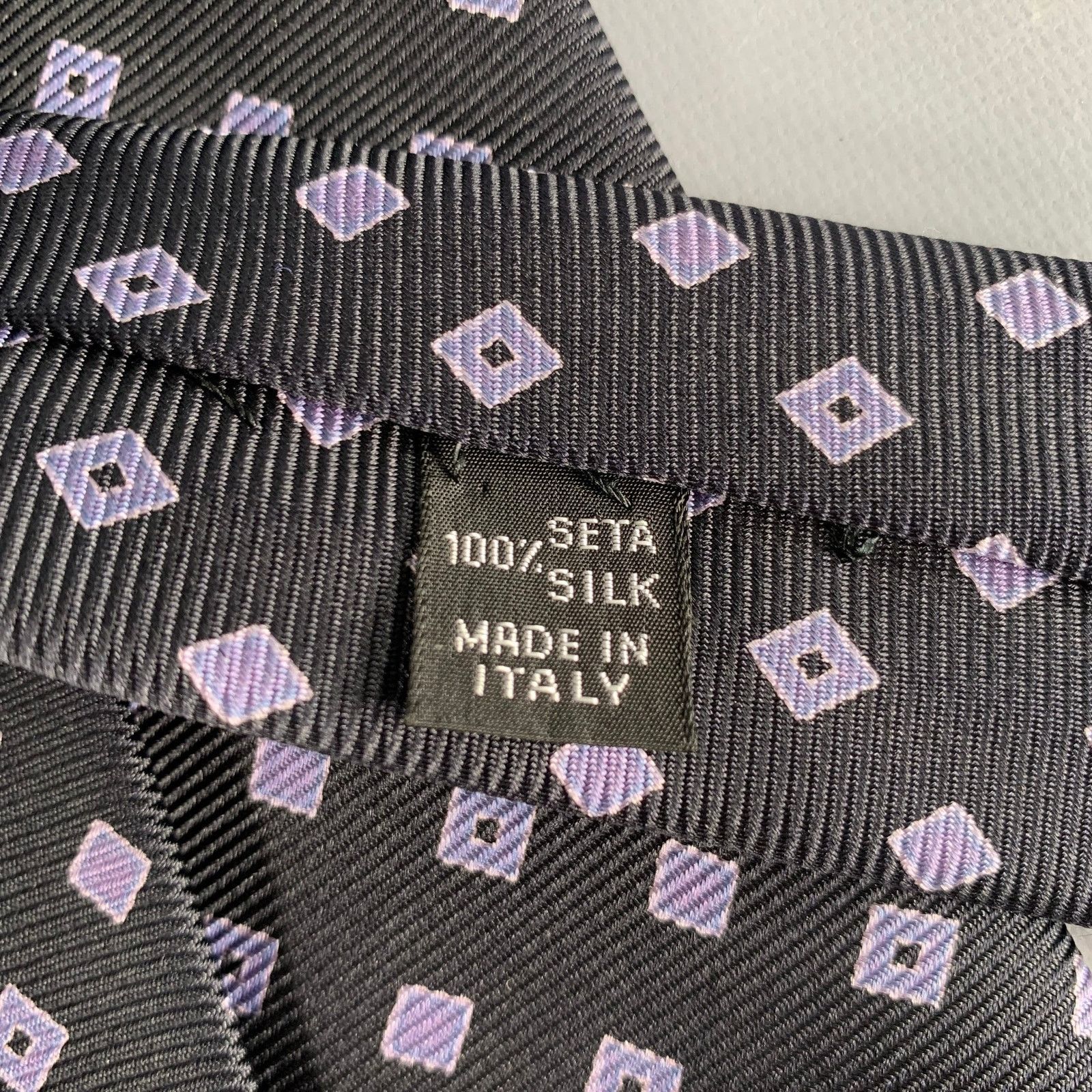Kiton KITON Black Purple Diamond Silk Tie Size ONE SIZE - 5 Thumbnail