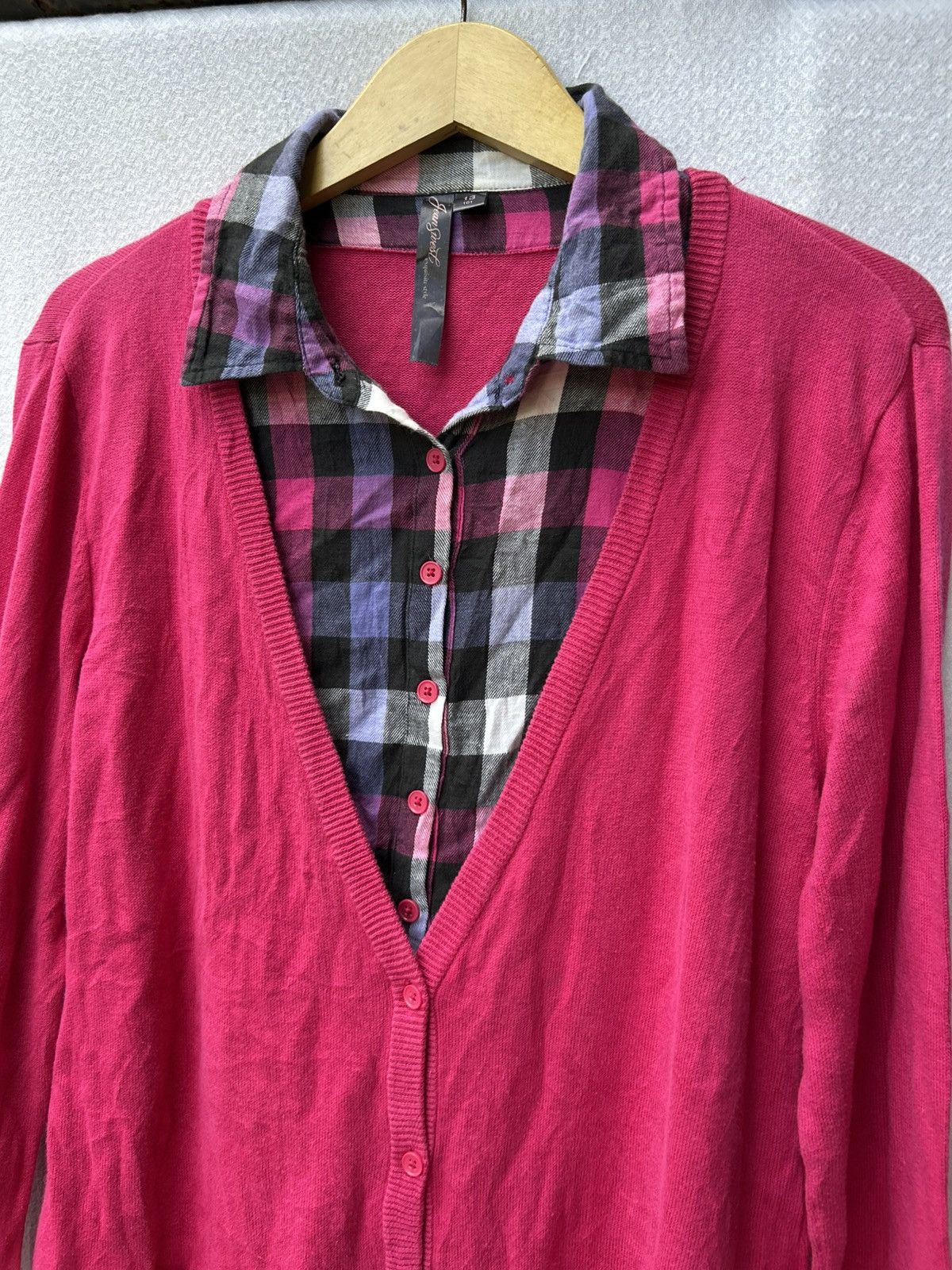 14th Addiction × Isamu Katayama Backlash × Japanese Brand Jeans west double layers cardigan plaid button up shirt Size US M / EU 48-50 / 2 - 4 Thumbnail