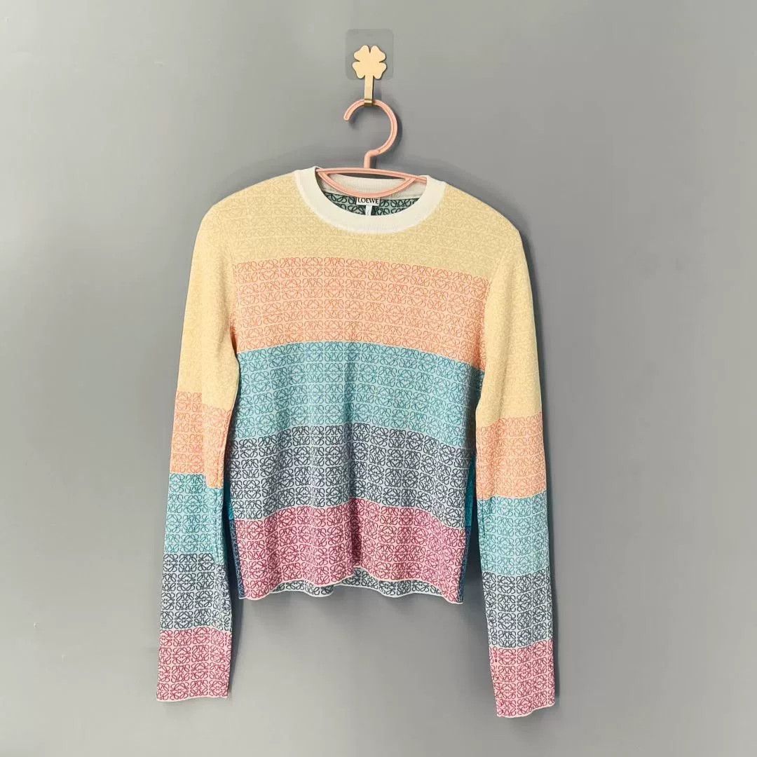 Loewe LOEWE Logo Wool Colorblock Long Sleeve Sweater Size US M / EU 48-50 / 2 - 1 Thumbnail