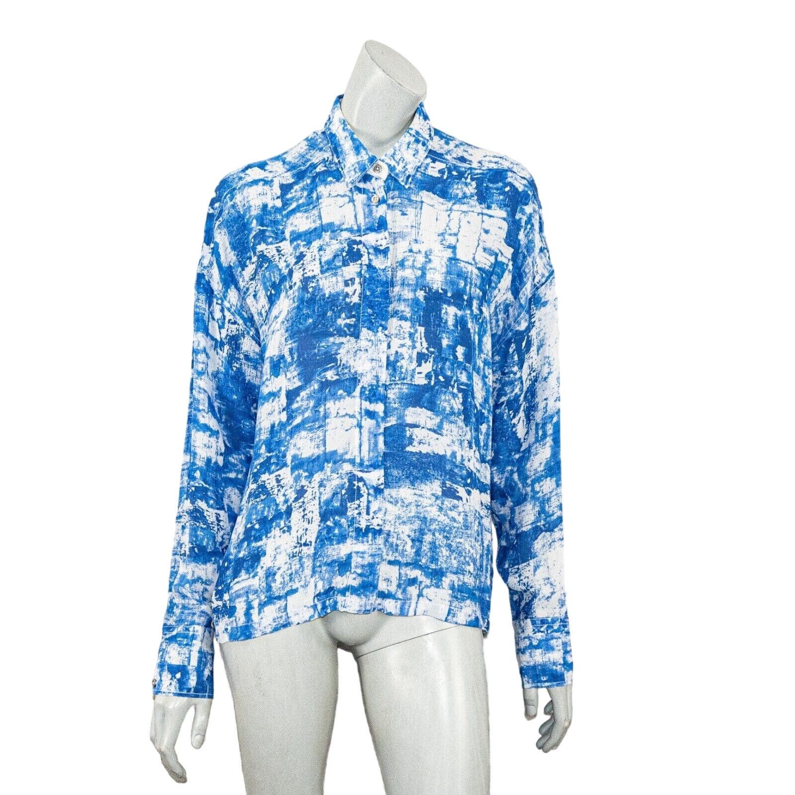 Helmut Lang HELMUT LANG Button up Shirt Blue white Print Long Sleeve Size L / US 10 / IT 46 - 4 Thumbnail