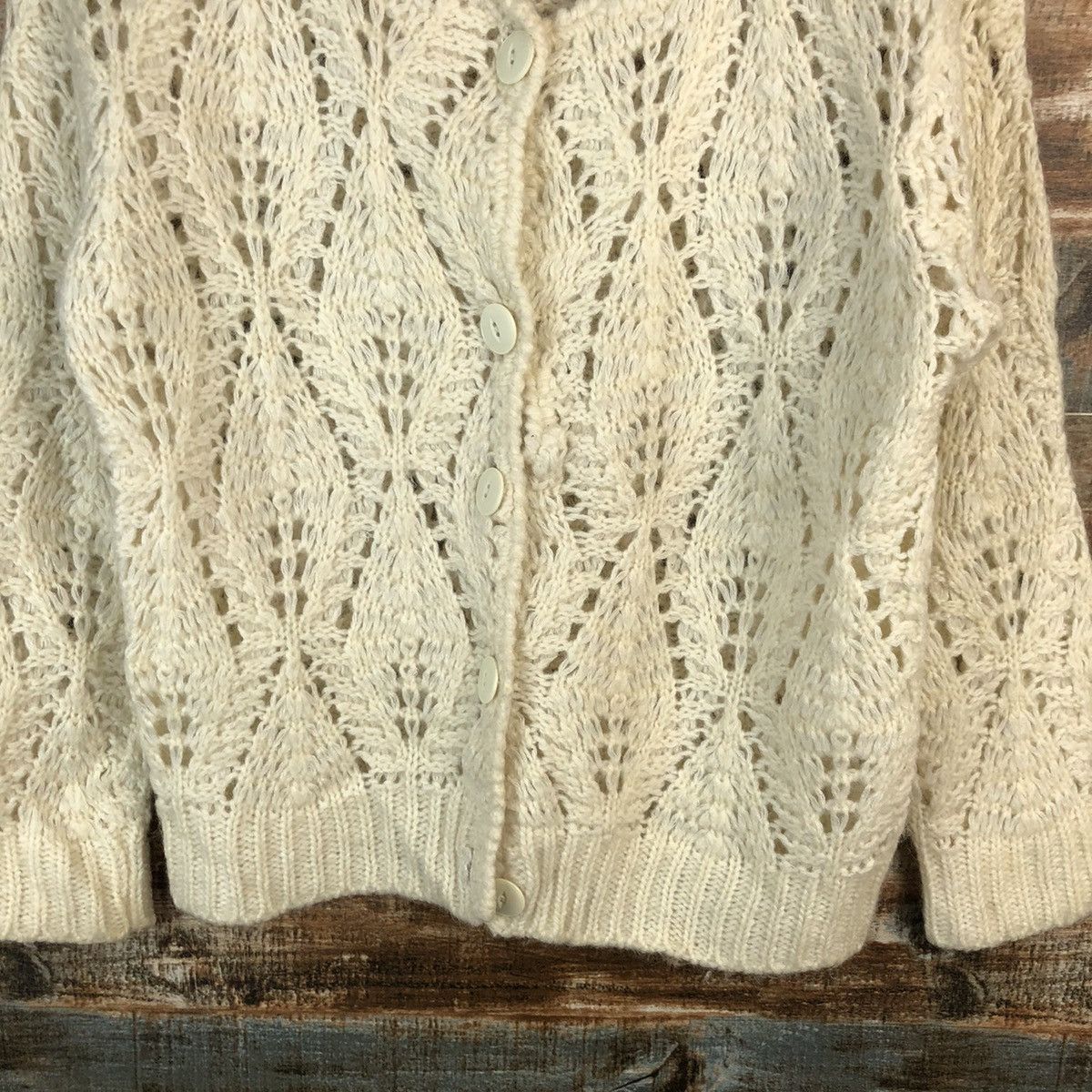 Japanese Brand Japan Patterned Cardigans crochet meshnet Knitwear #A1473 Size S / US 4 / IT 40 - 6 Thumbnail
