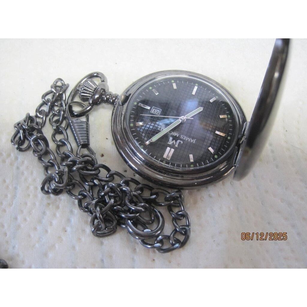 Other Men's James Michael (JM) Black/Silver Tone Pocket Watch Size ONE SIZE - 8 Thumbnail