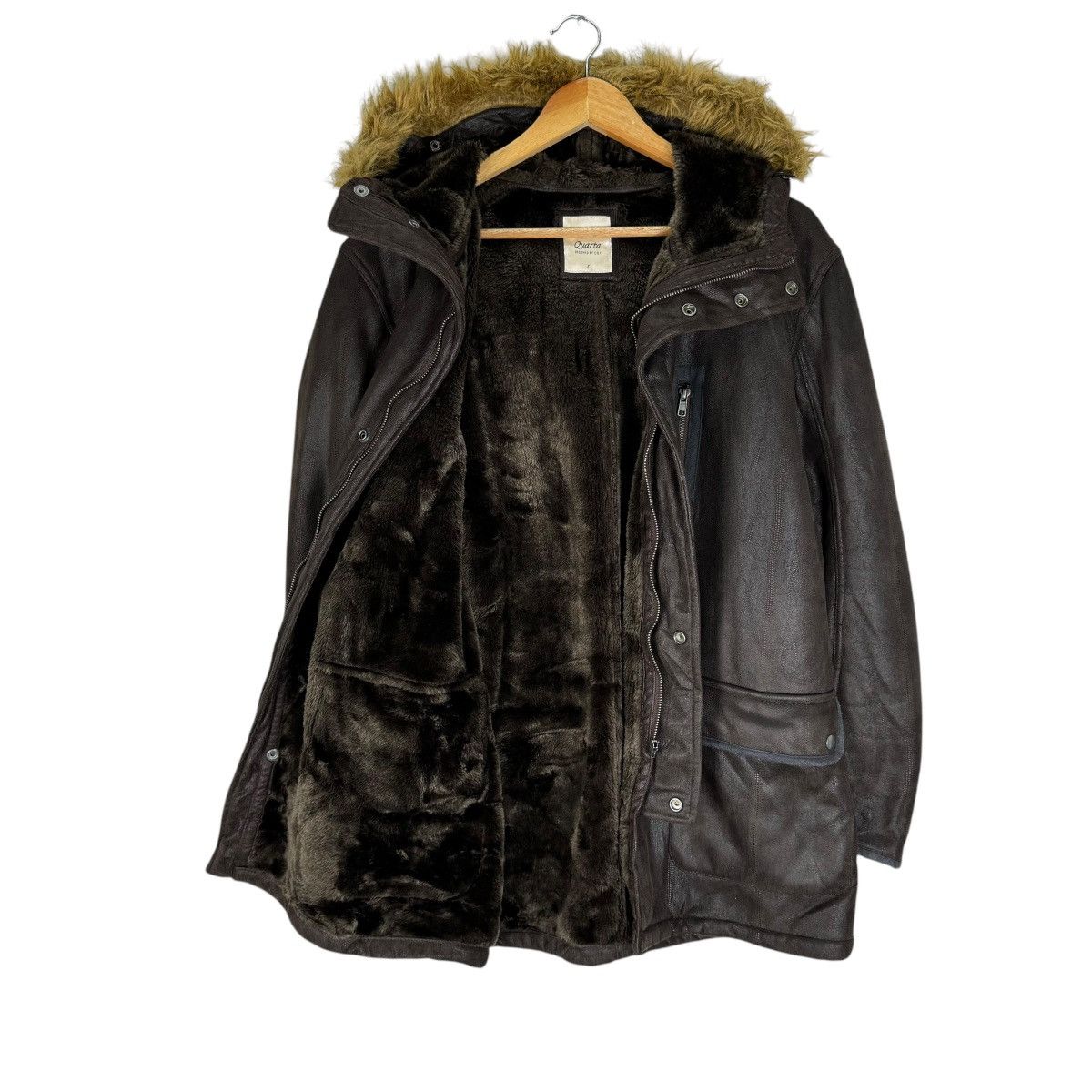 If Six Was Nine ☀️QUARTA COX SYNTHETIC LEATHER FUR HOODIE JACKET Size US L / EU 52-54 / 3 - 7 Thumbnail